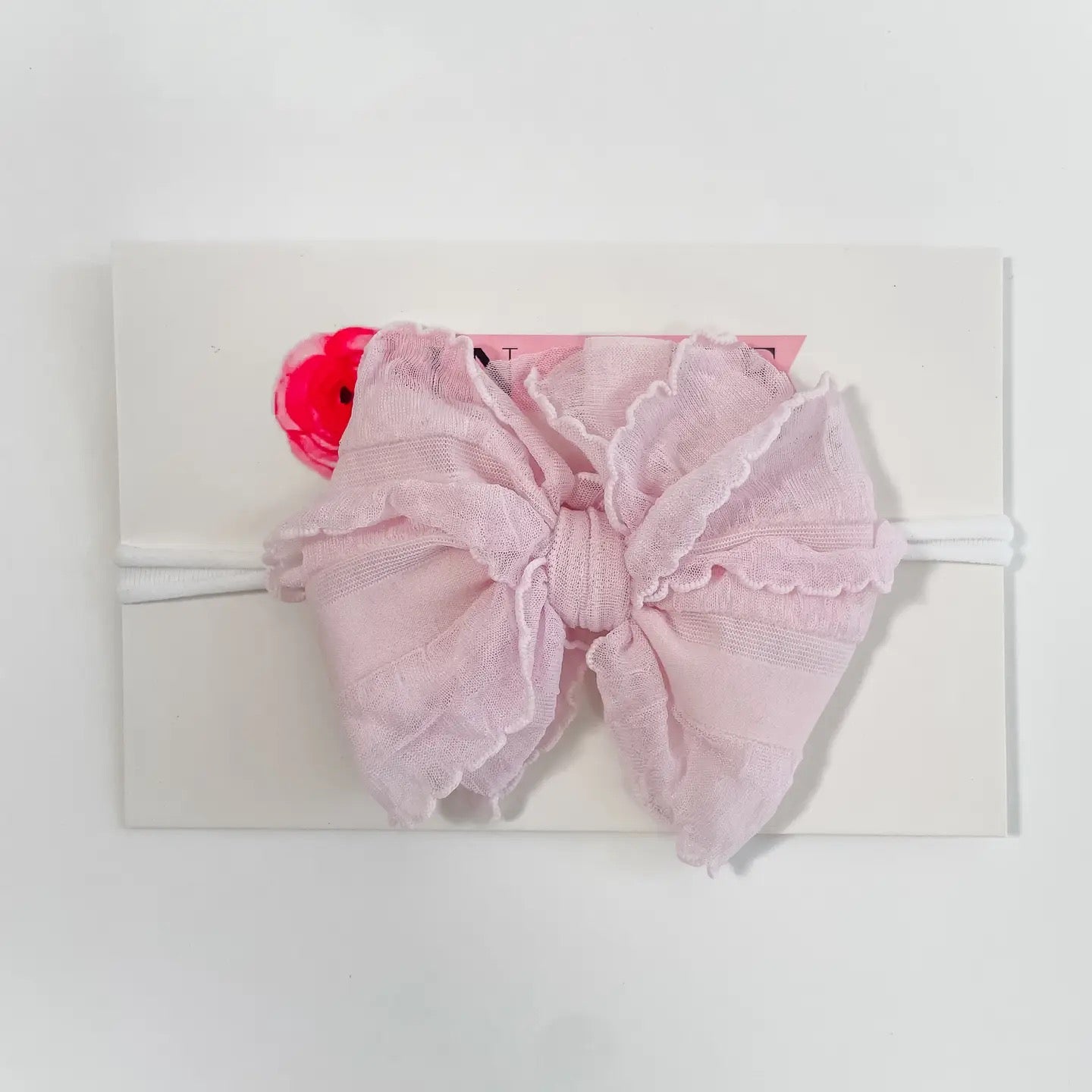 Skinny Mini Ruffled Headband || Baby Pink