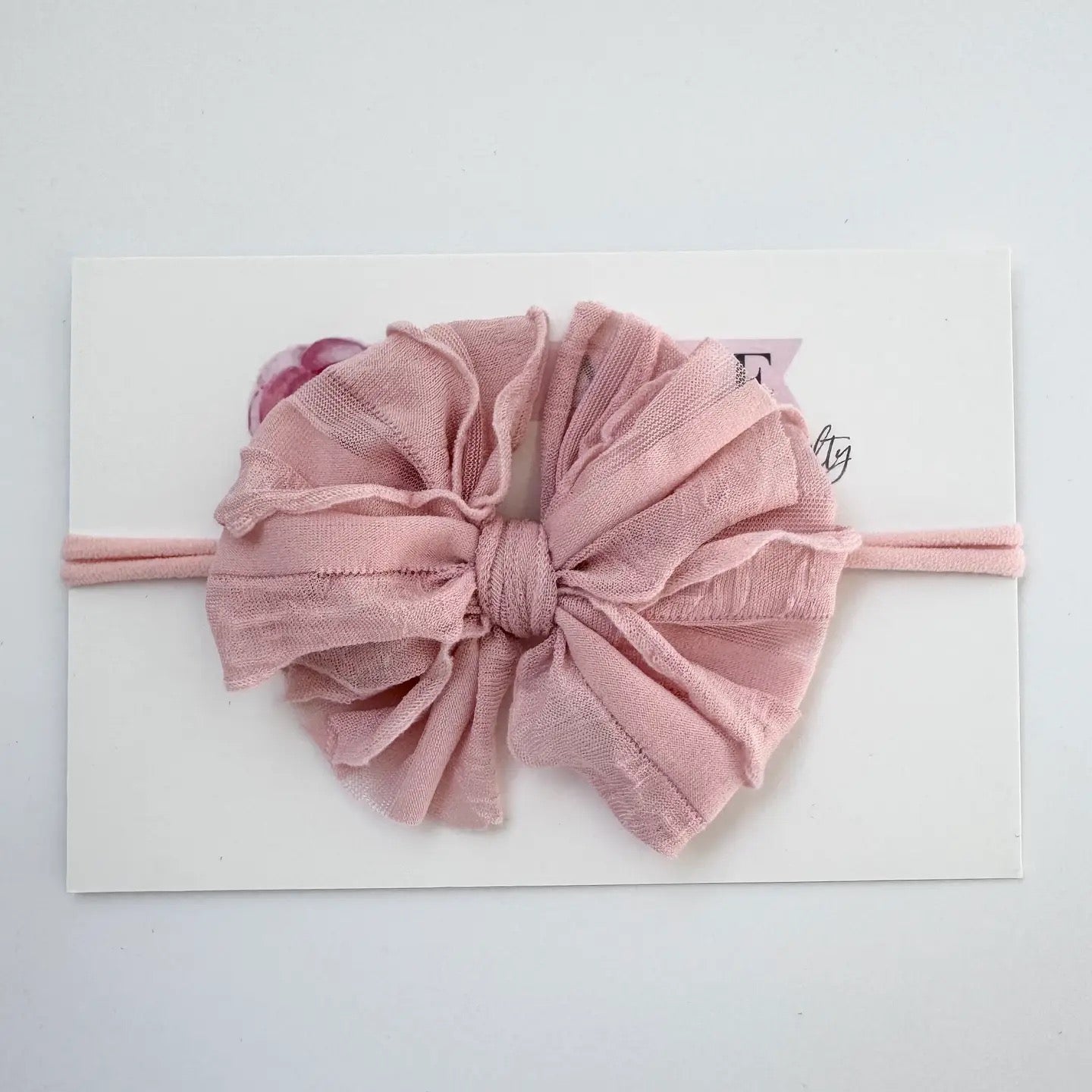 Skinny Mini Ruffled Headband || Paris Pink