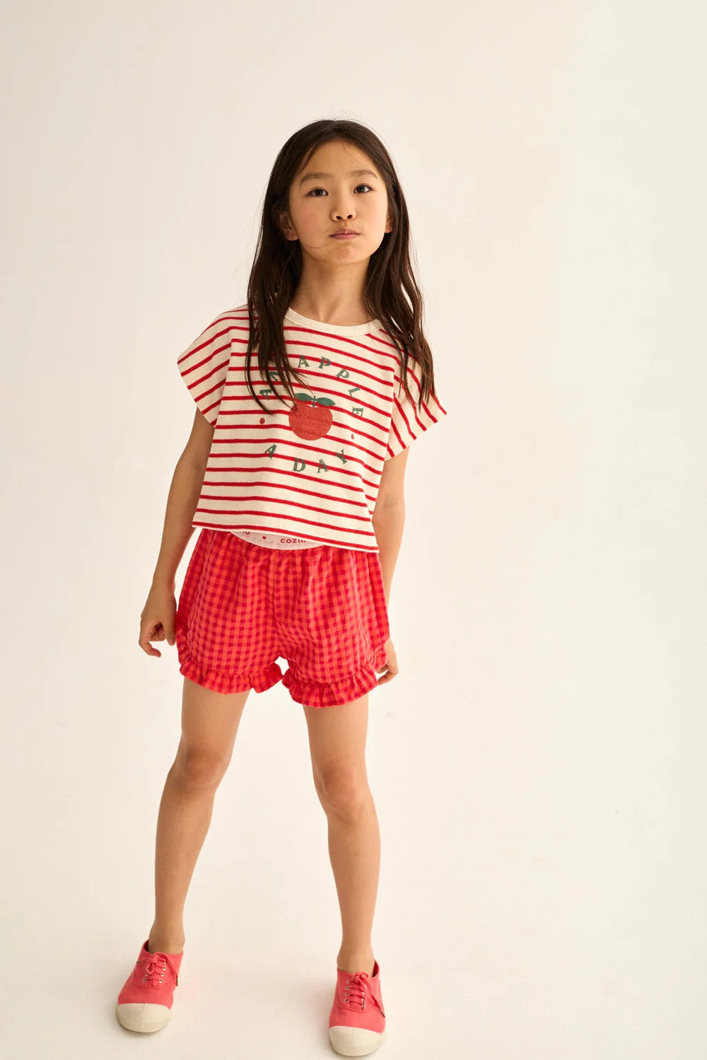 Double-Faced Striped Cotton T-Shirt || Tomato