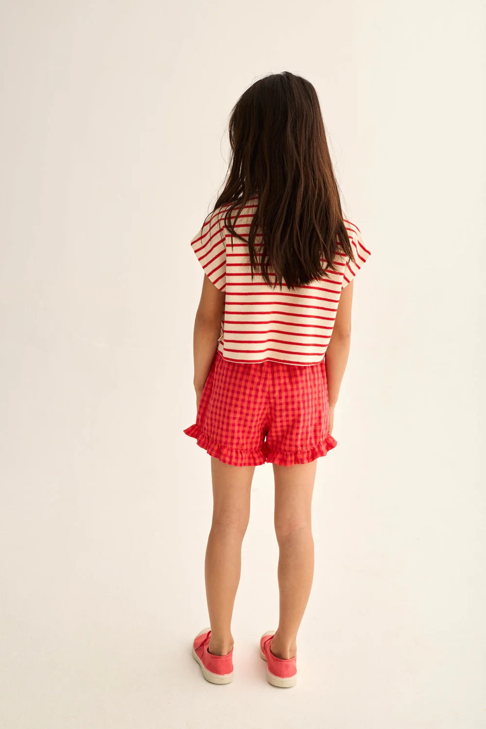 Double-Faced Striped Cotton T-Shirt || Tomato
