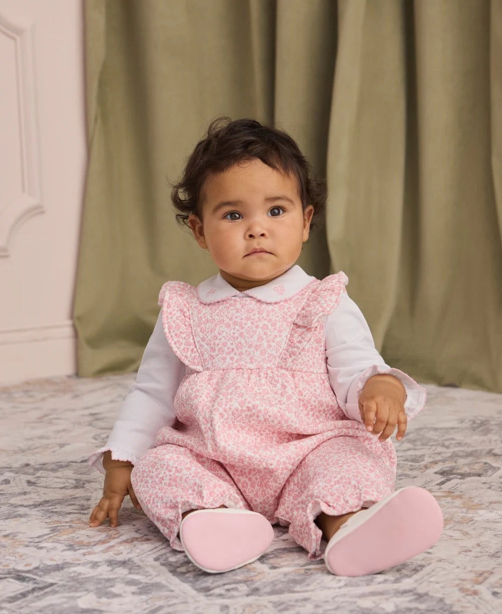 Kissy Kissy Fall Blooms Jacquard Overall Set || Pink