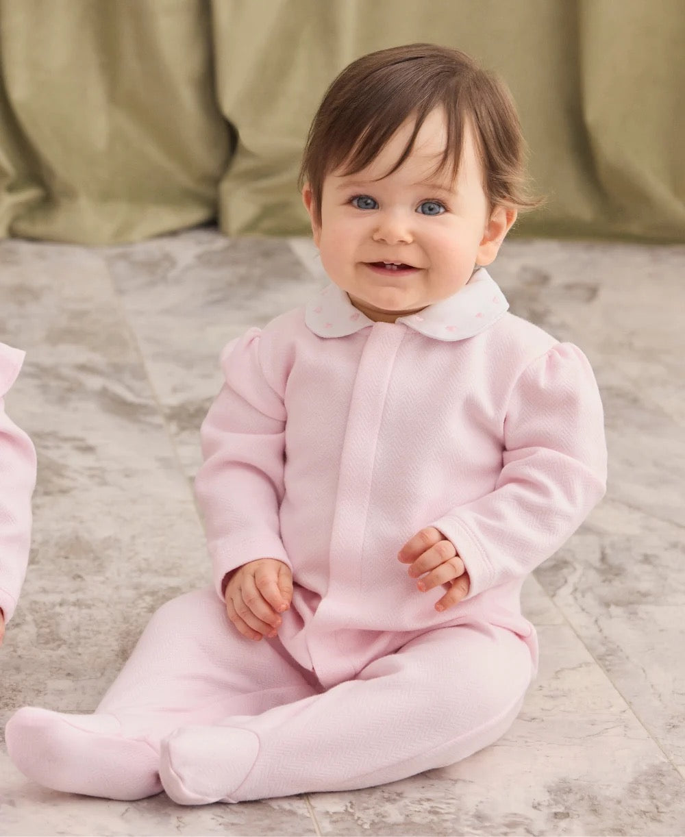 Kissy Kissy Baby Blessing Footie Heart EmbroideredCollar || Pink