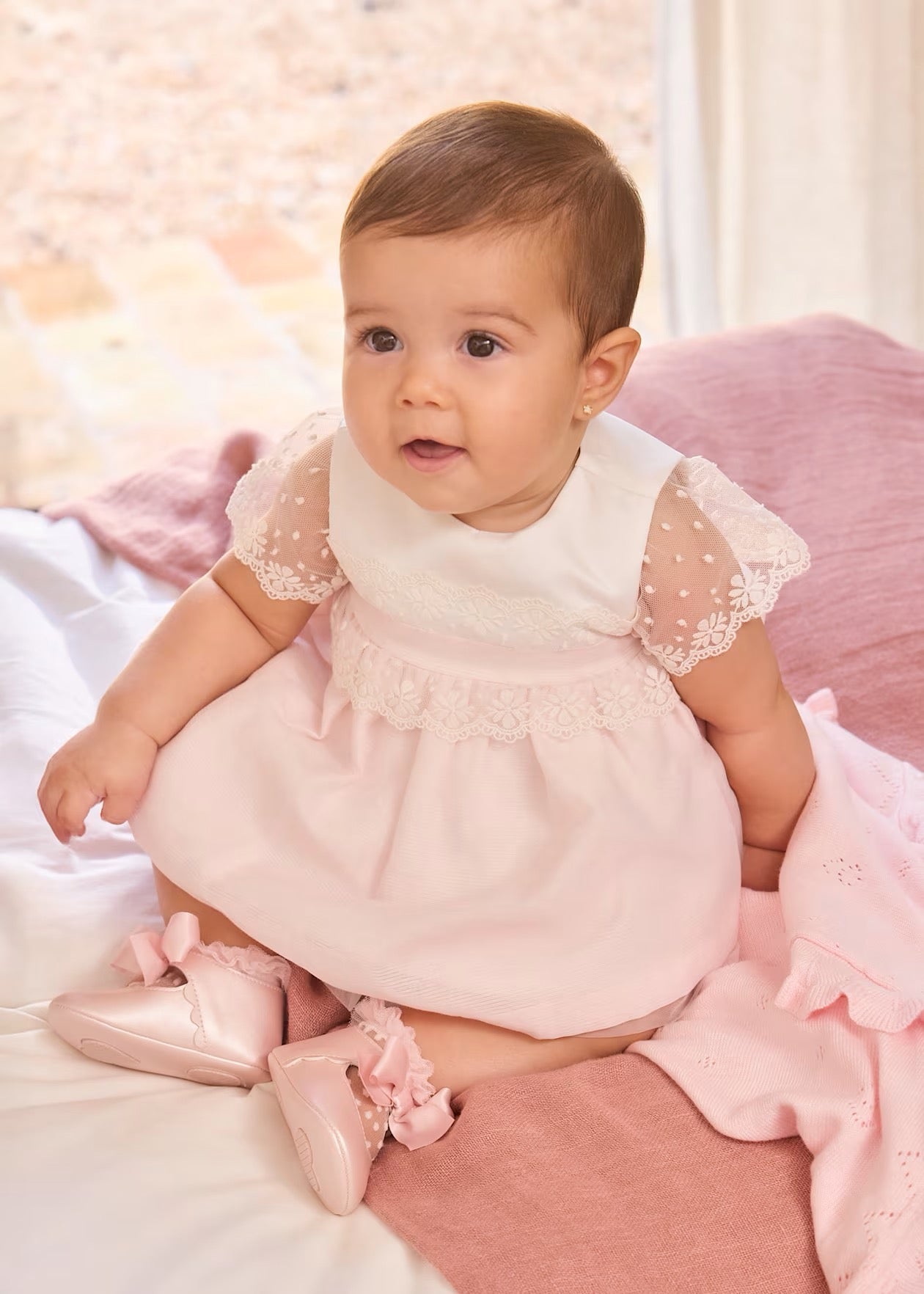 Mayoral Newborn Girl Dress with Bloomers || Tulip