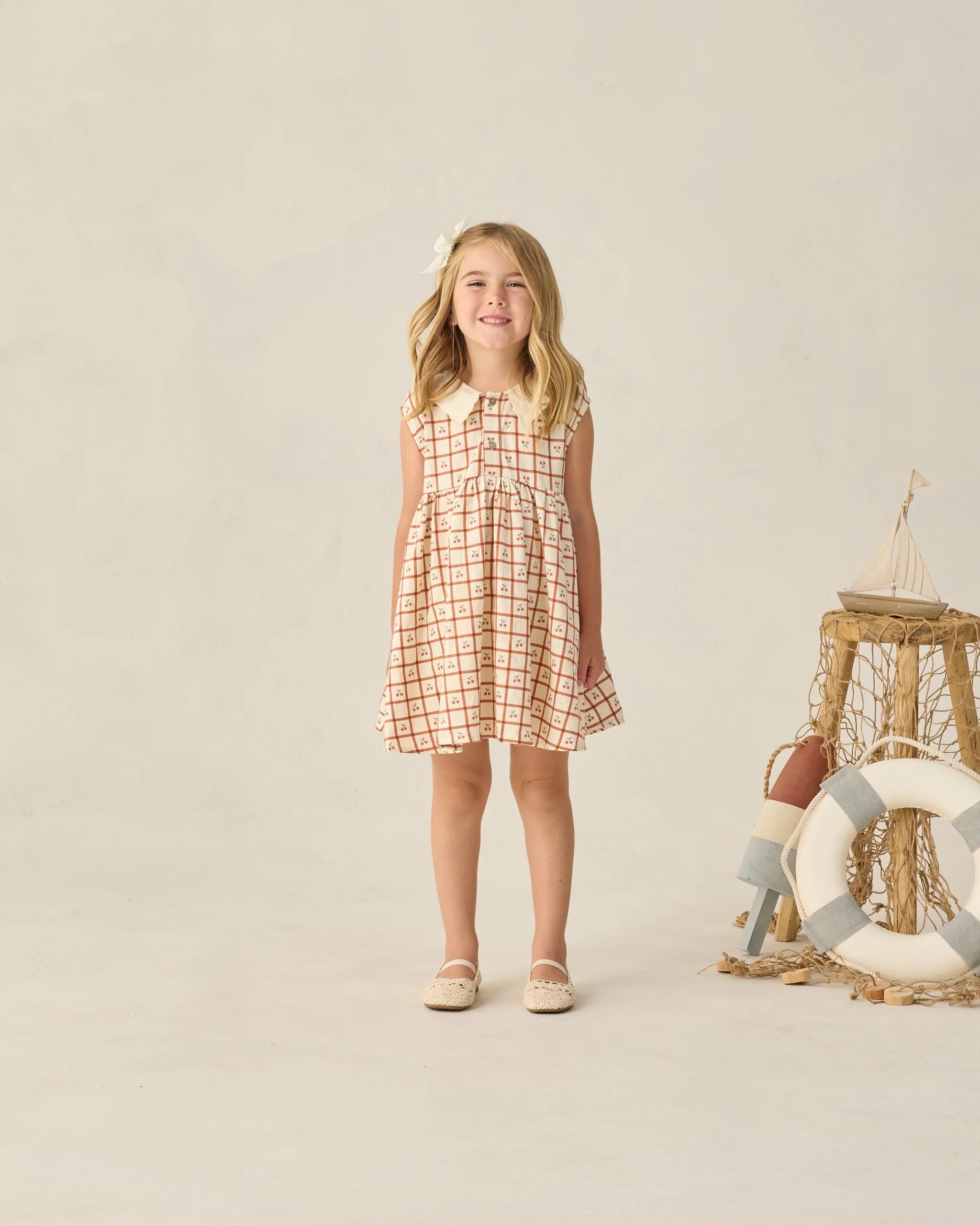 Rylee + Cru Collared Babydoll Dress || Cherry Check