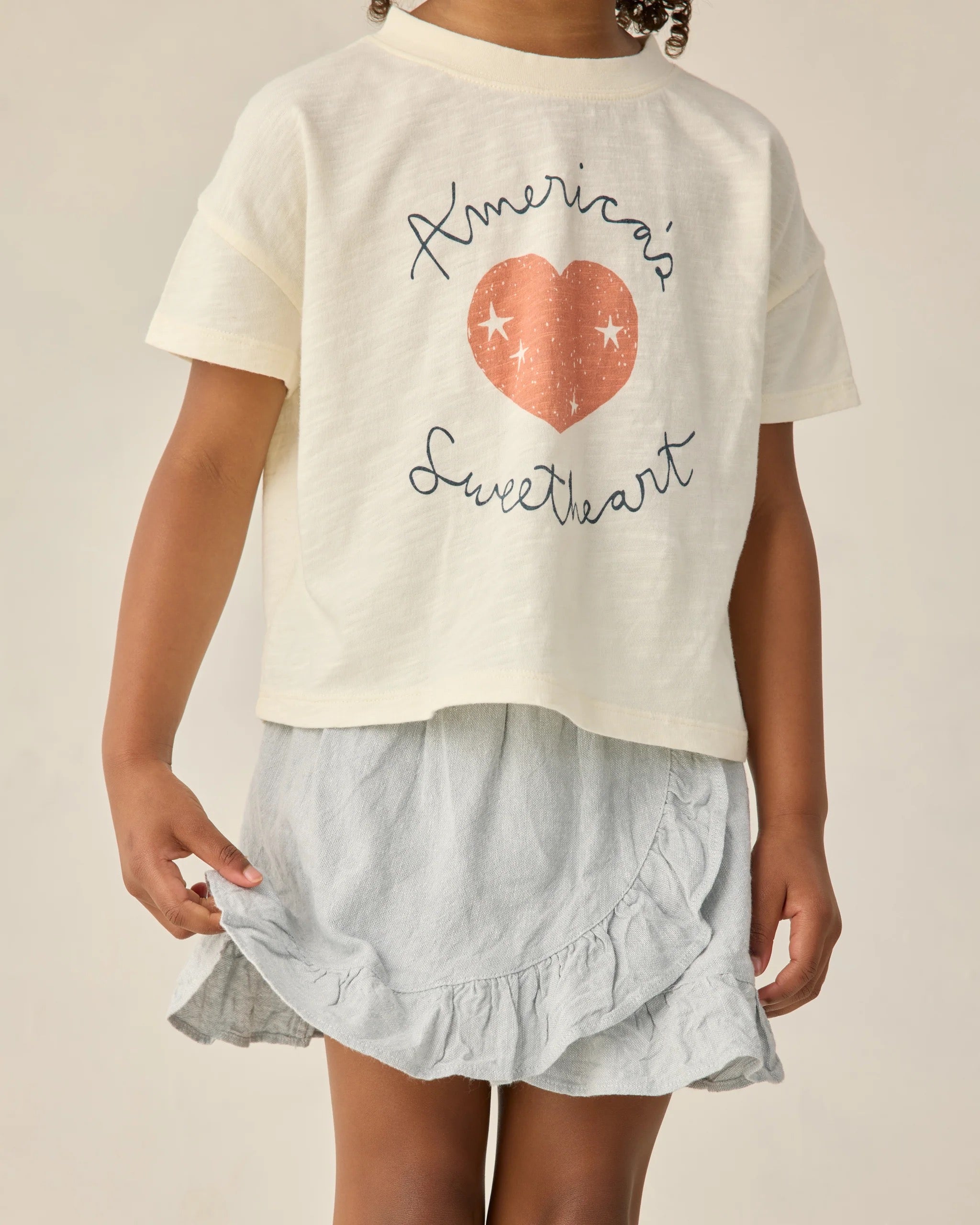 Rylee + Cru Wrap Ruffle Skirt || Heathered Light Blue