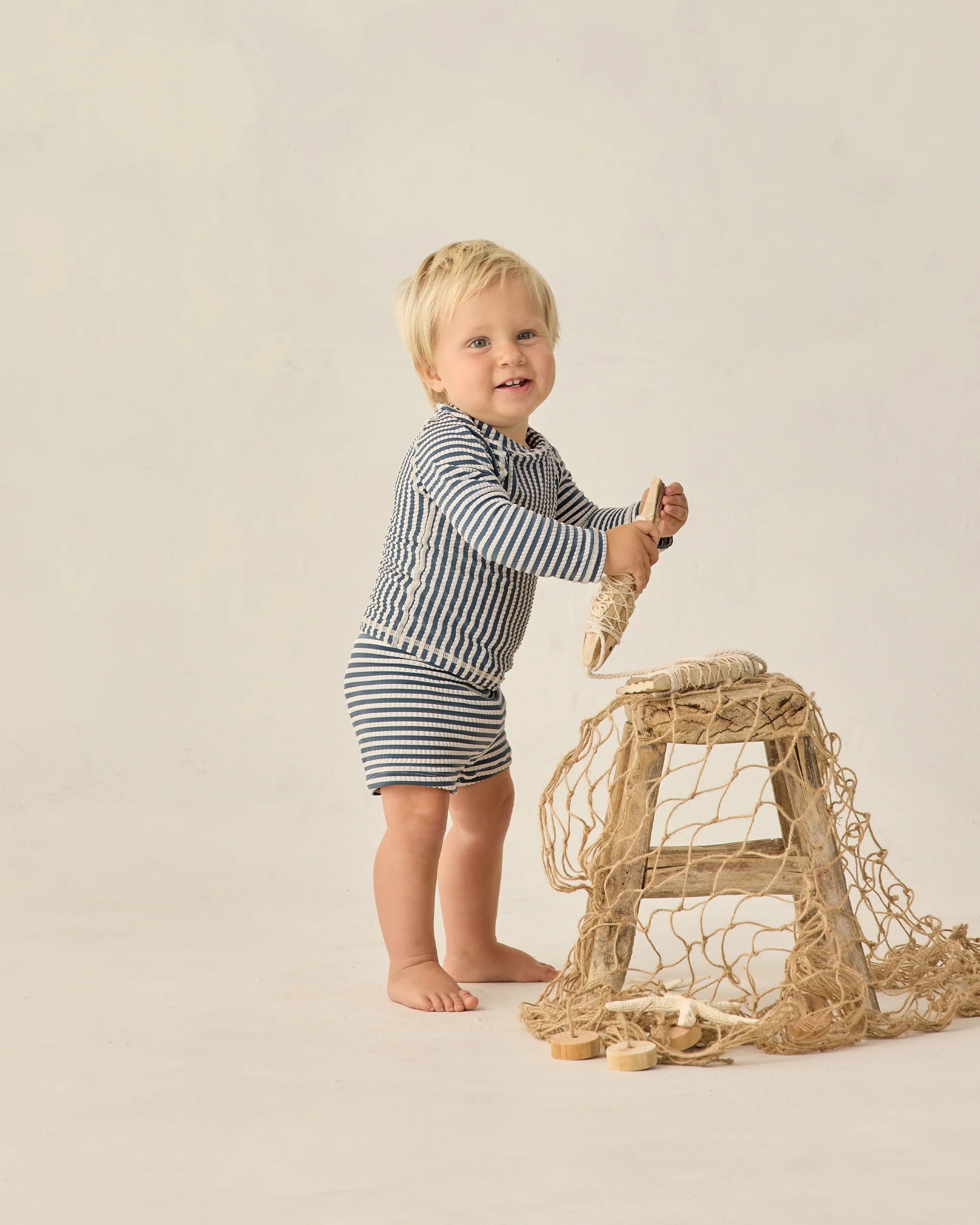 Rylee + Cru Boys Rashguard Set || Navy Stripe