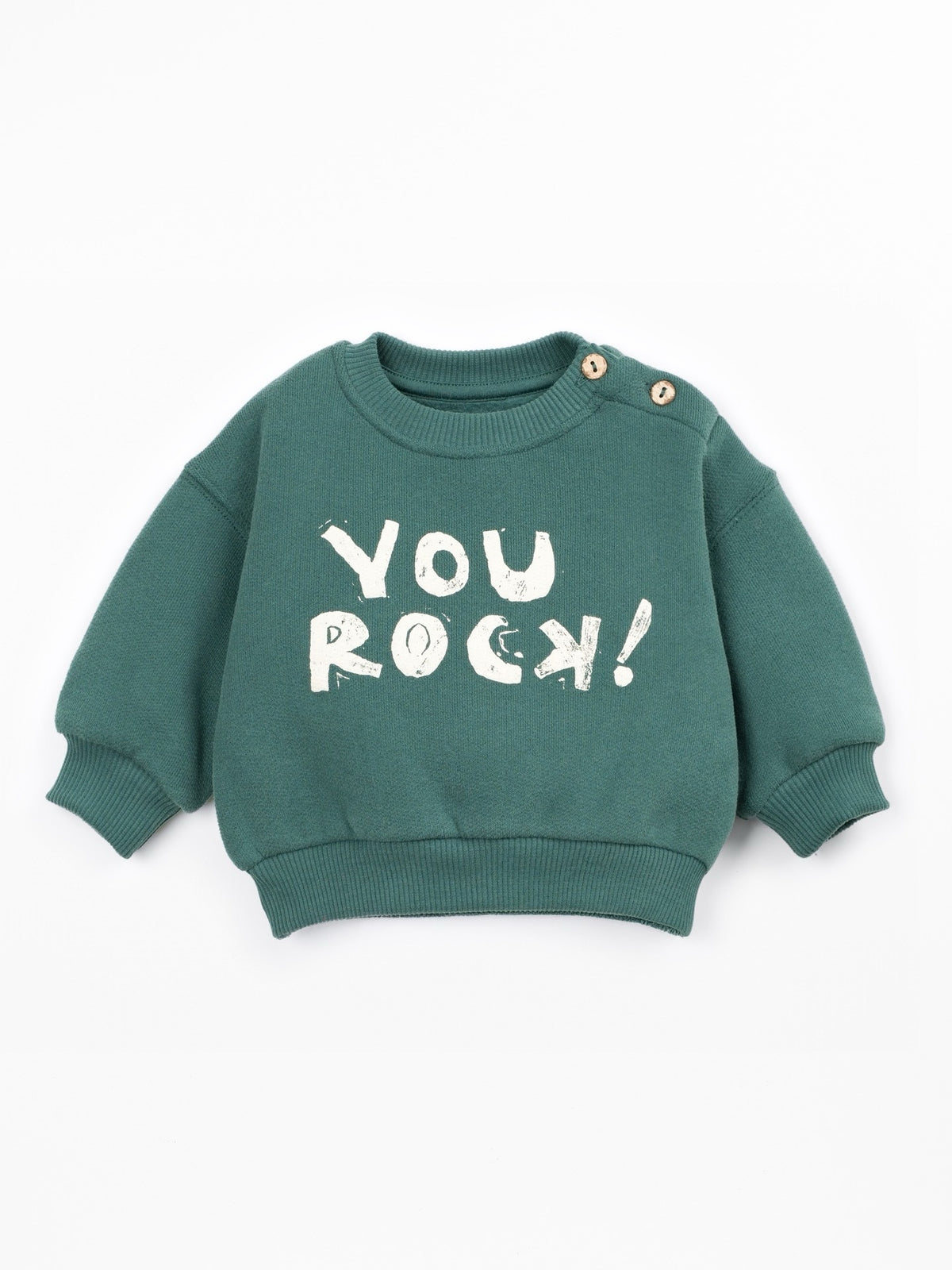 Play Up Printed Sweatshirt || You Rock Bottle Green