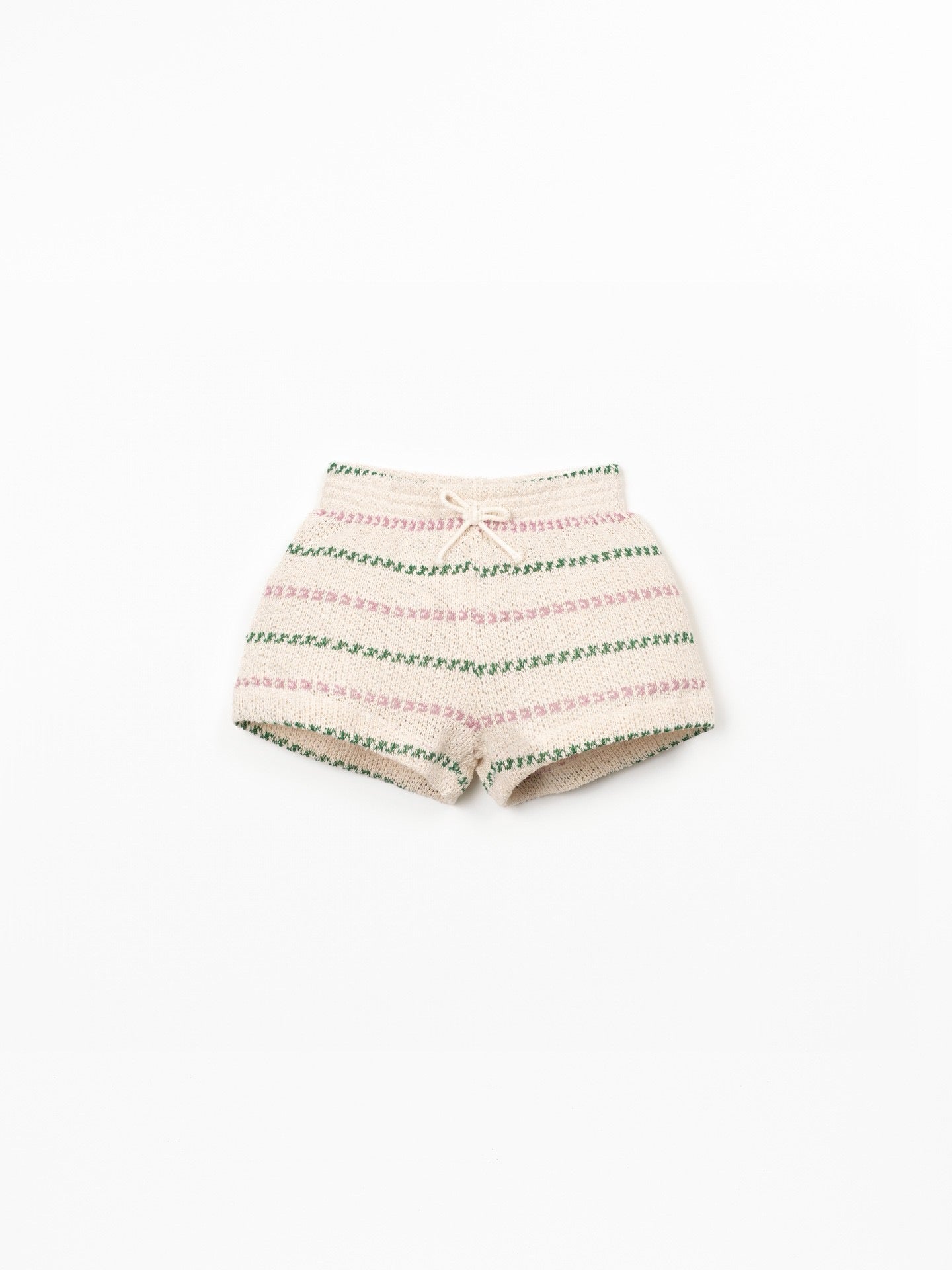 Play Up Girls Striped Jersey Short || Green-Pink