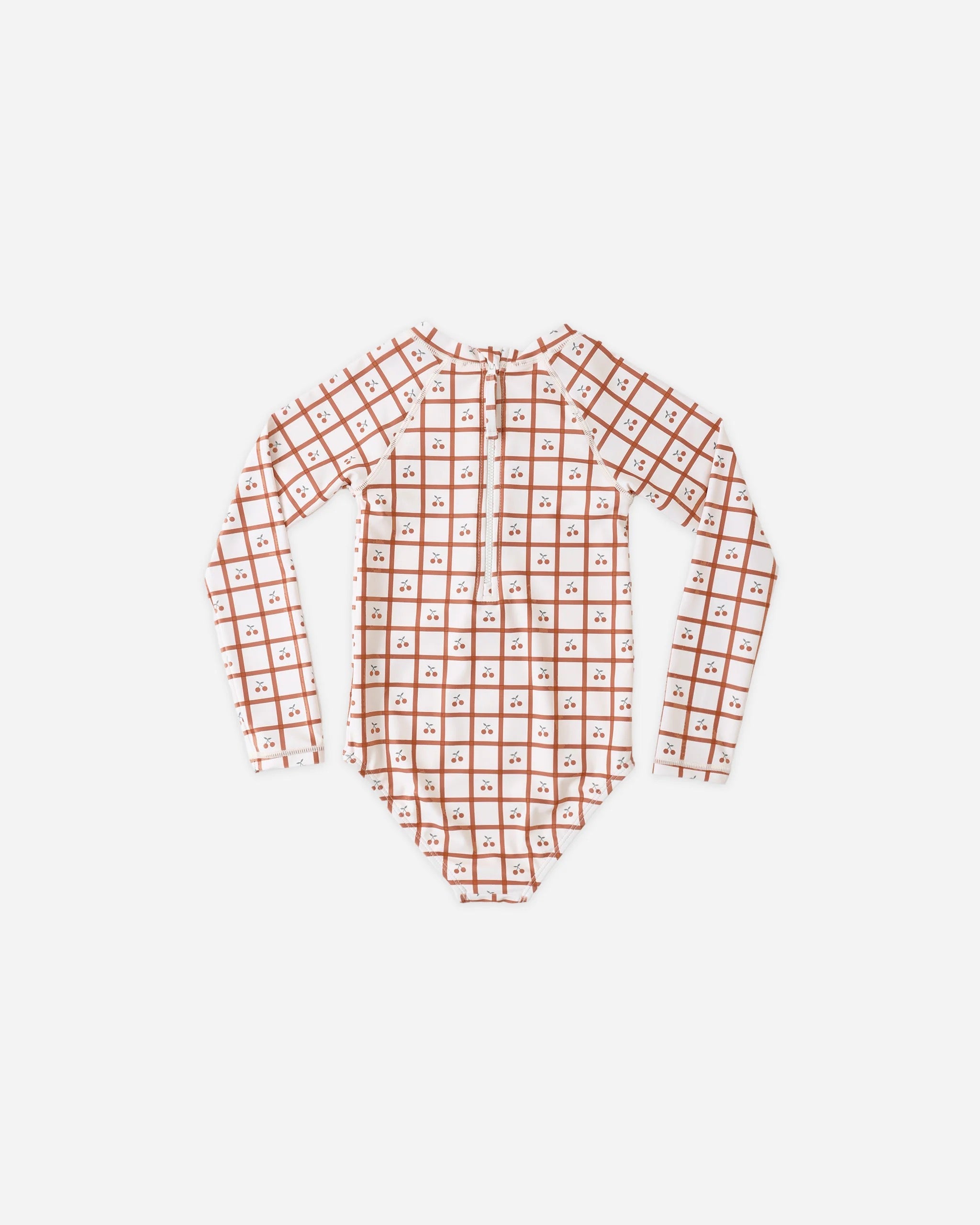 Rylee + Cru Girls Delphine One-Piece Rashguard || Cherry Check