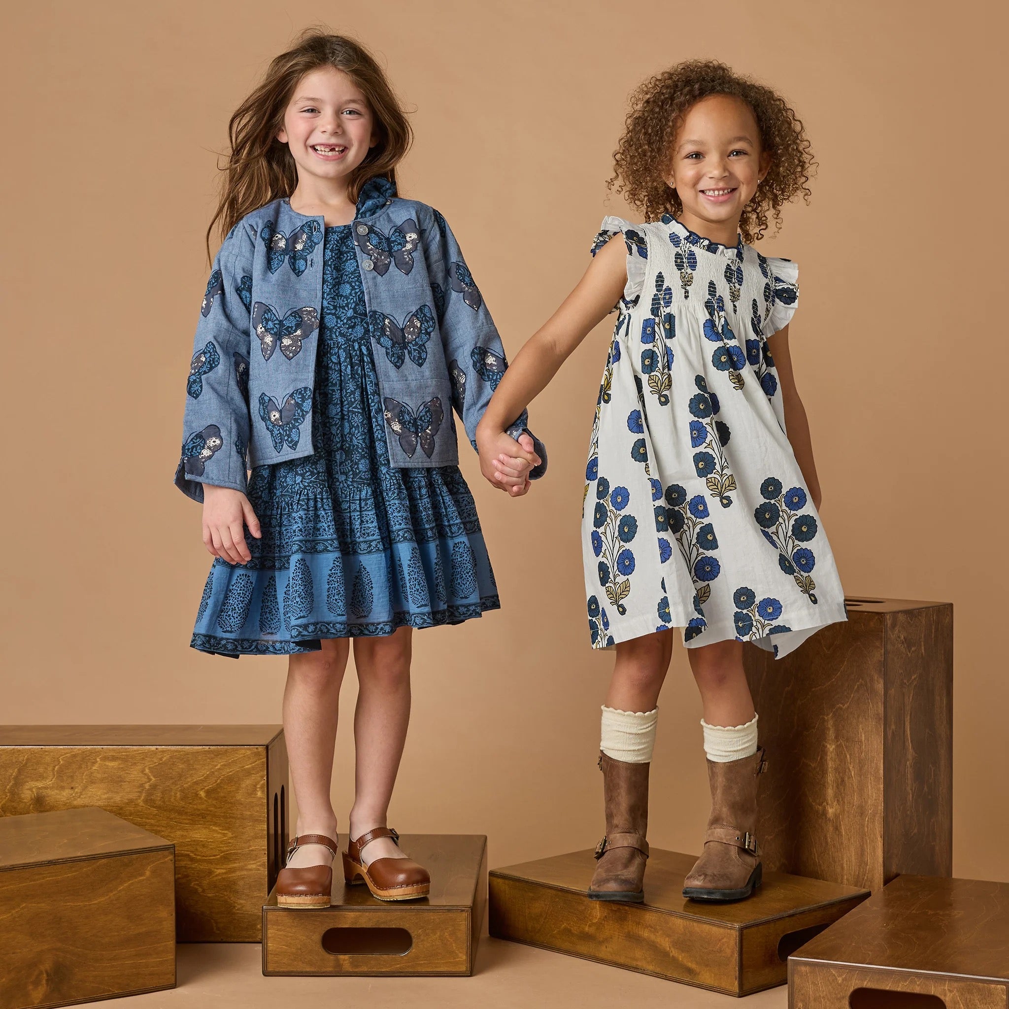 Girls Stevie Dress || Navy Buttercup Floral