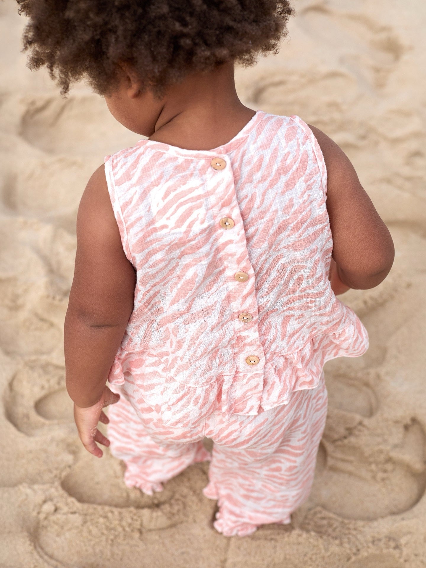 Play Up Girls Organic Cotton Top || Salmon Zebra