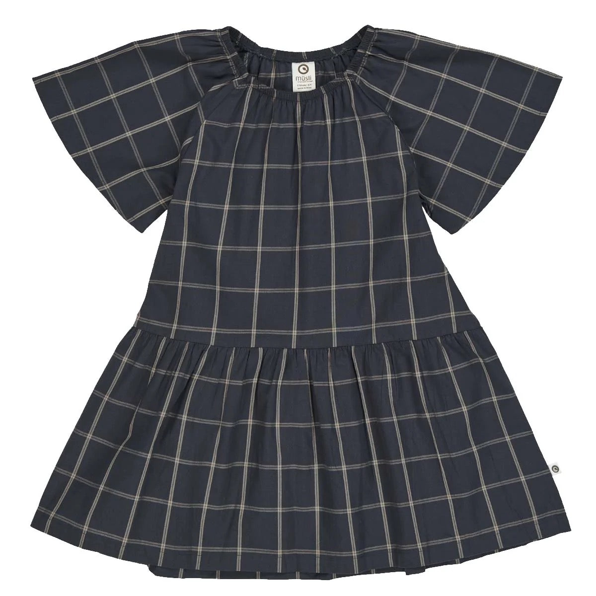 Girls Check Dress || Navy