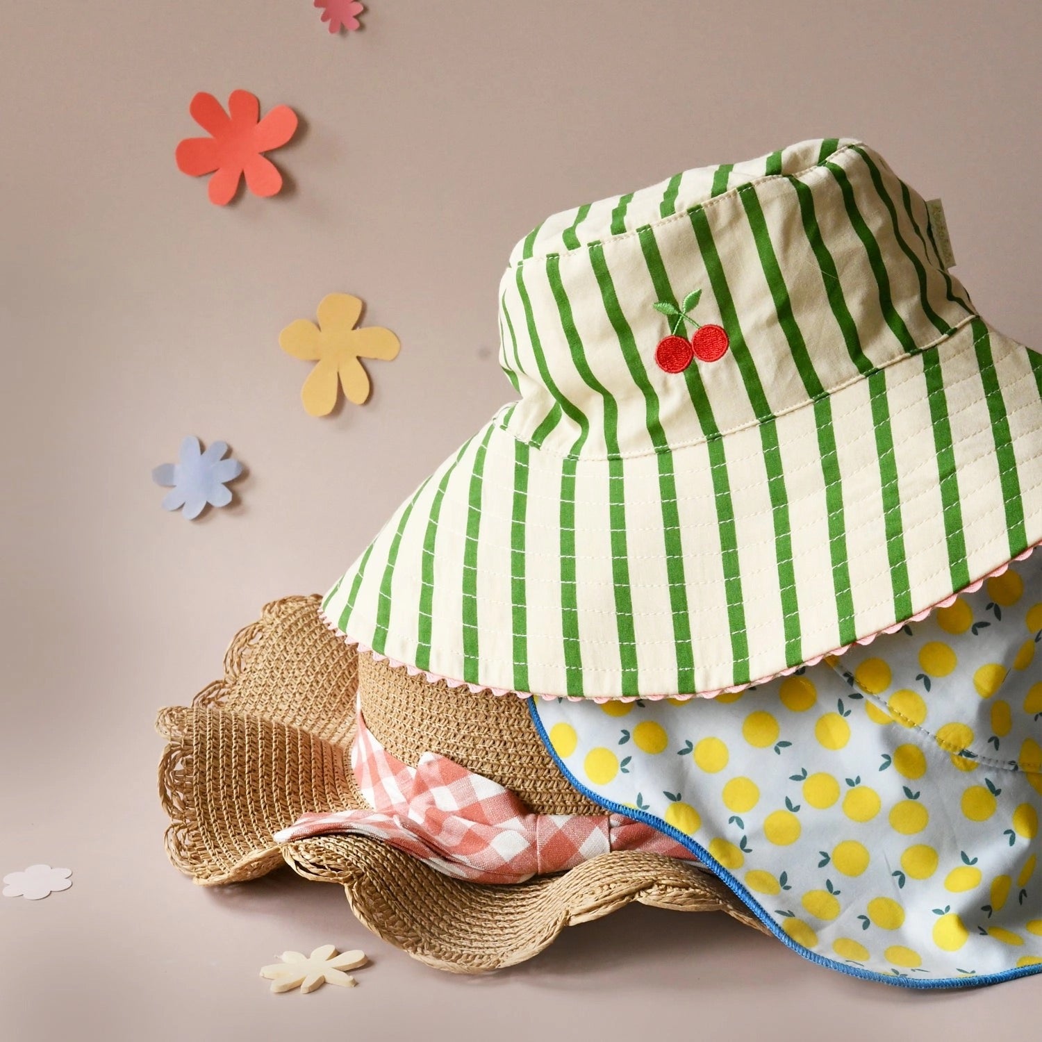 Rockahula Stripey Reversible Sun Hat || Cherry Kiss