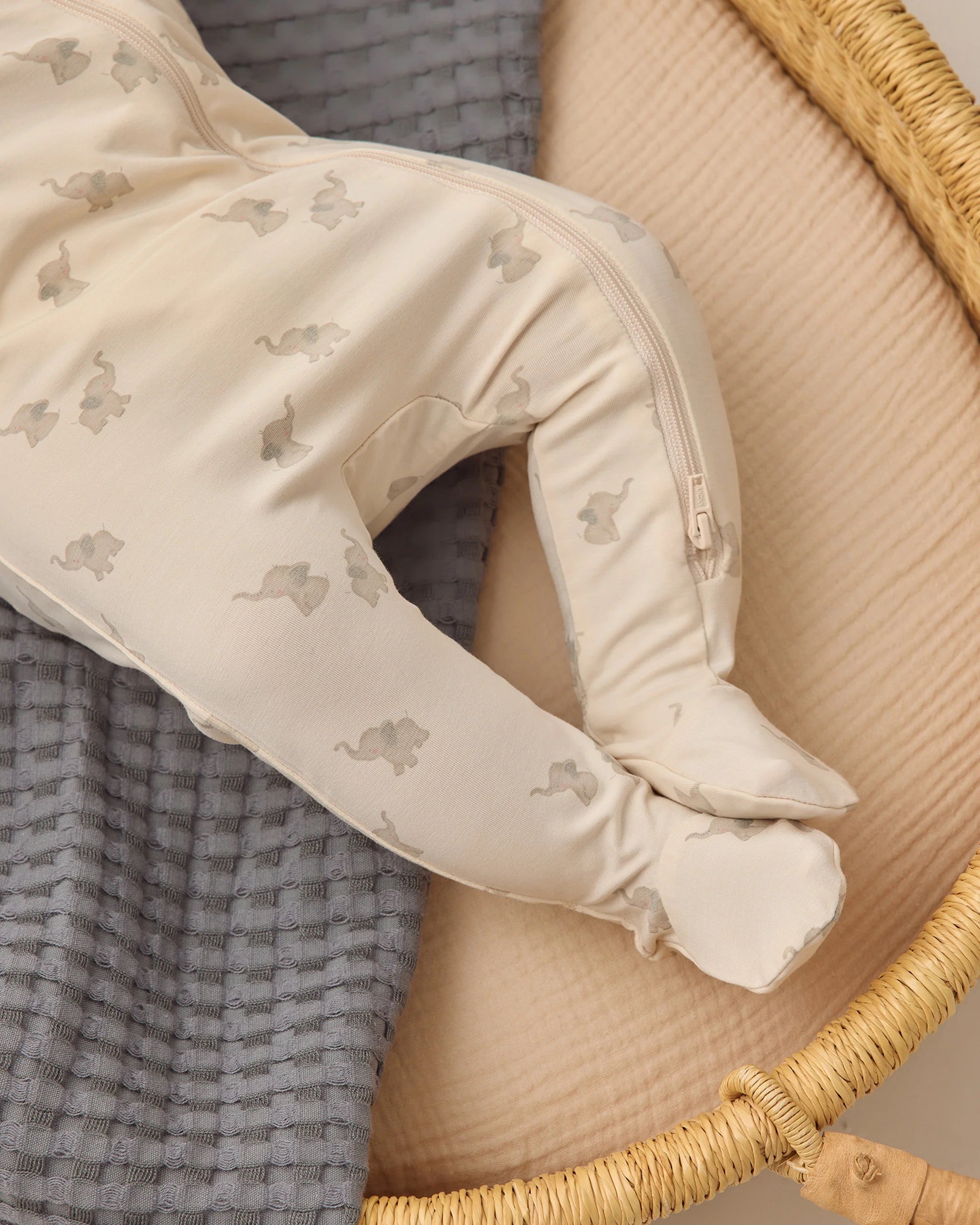 Quincy Mae Bamboo Zip Footie || Elephants