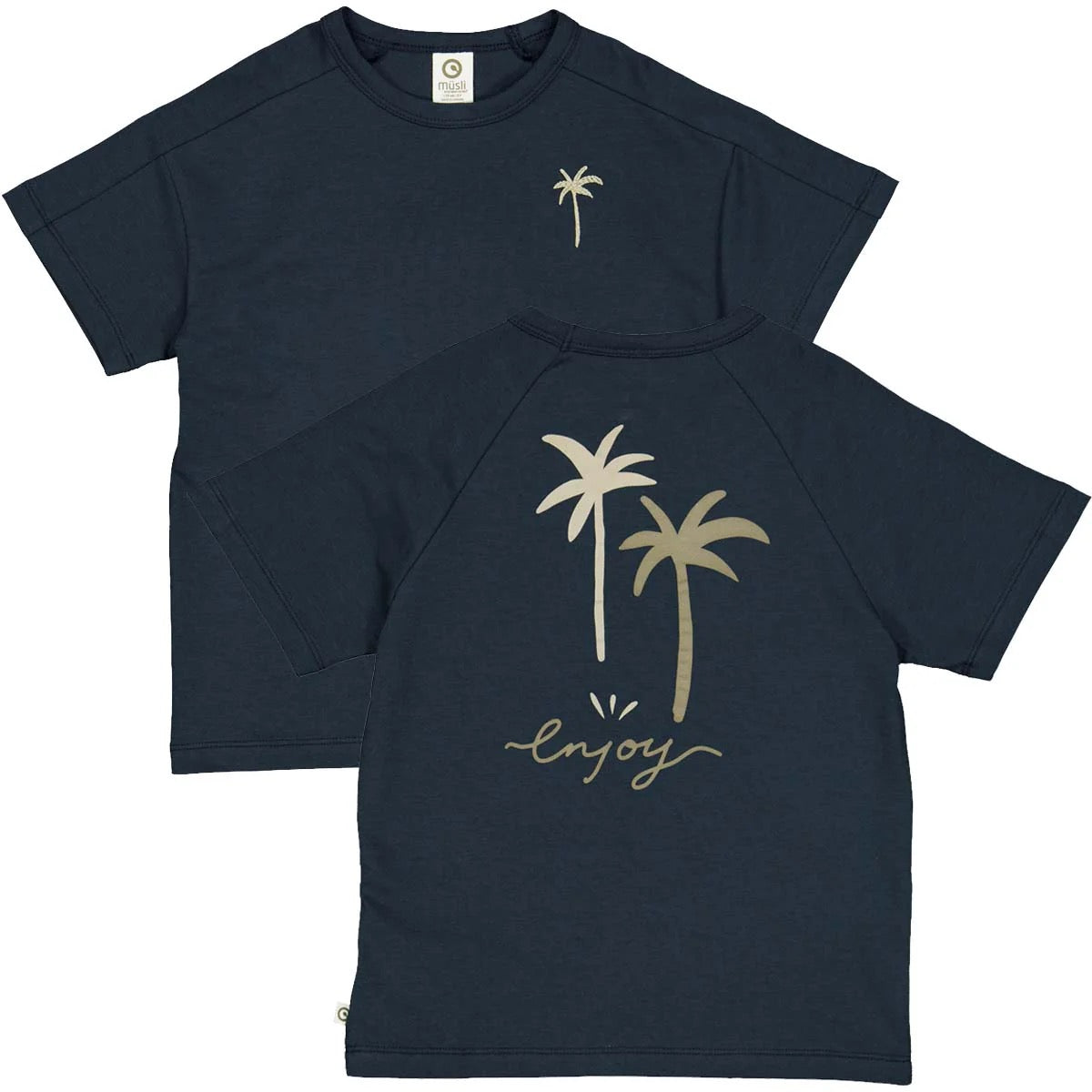 Palm Print T-Shirt & Short Set || Night Blue