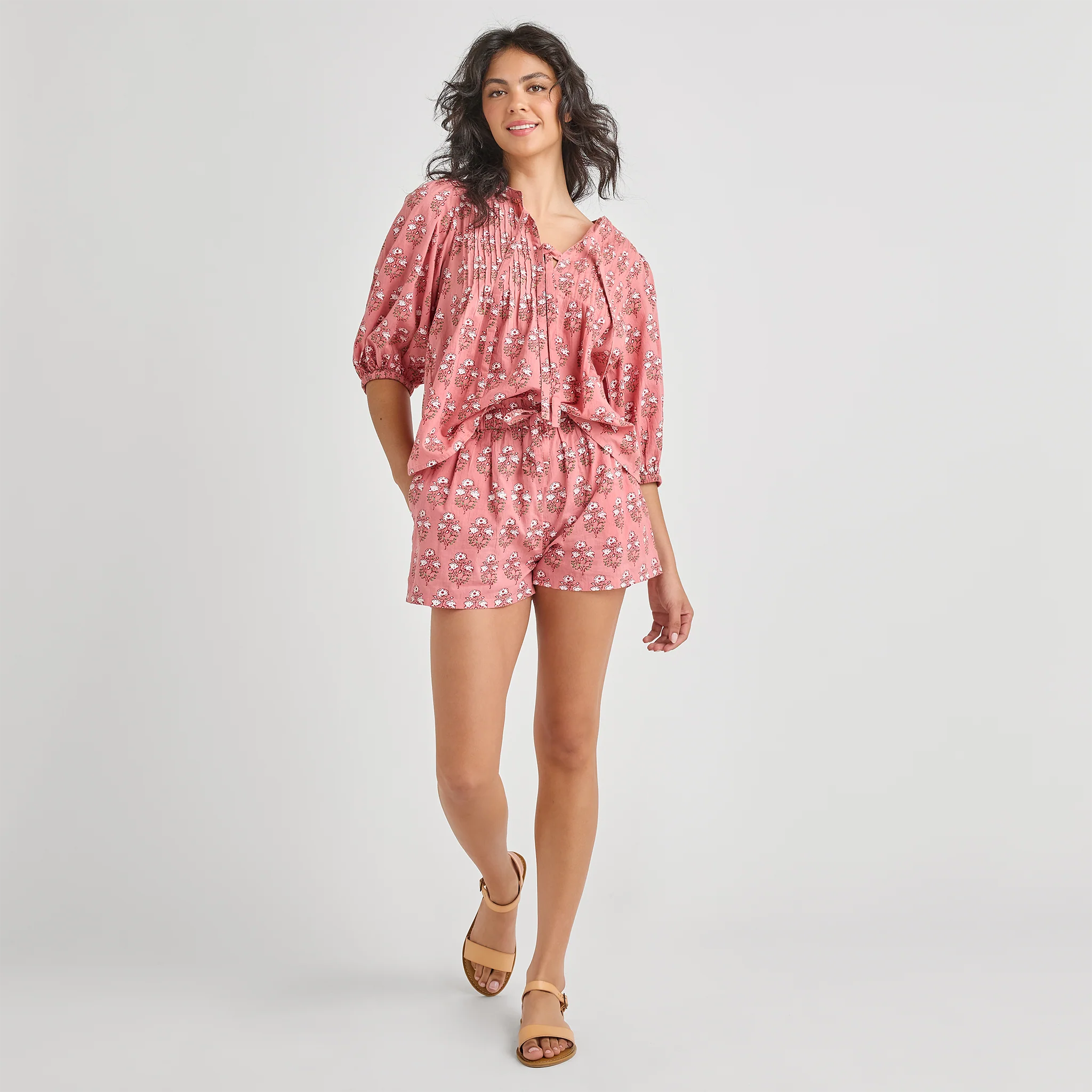 Womens Indira Top || Pink Strawflower