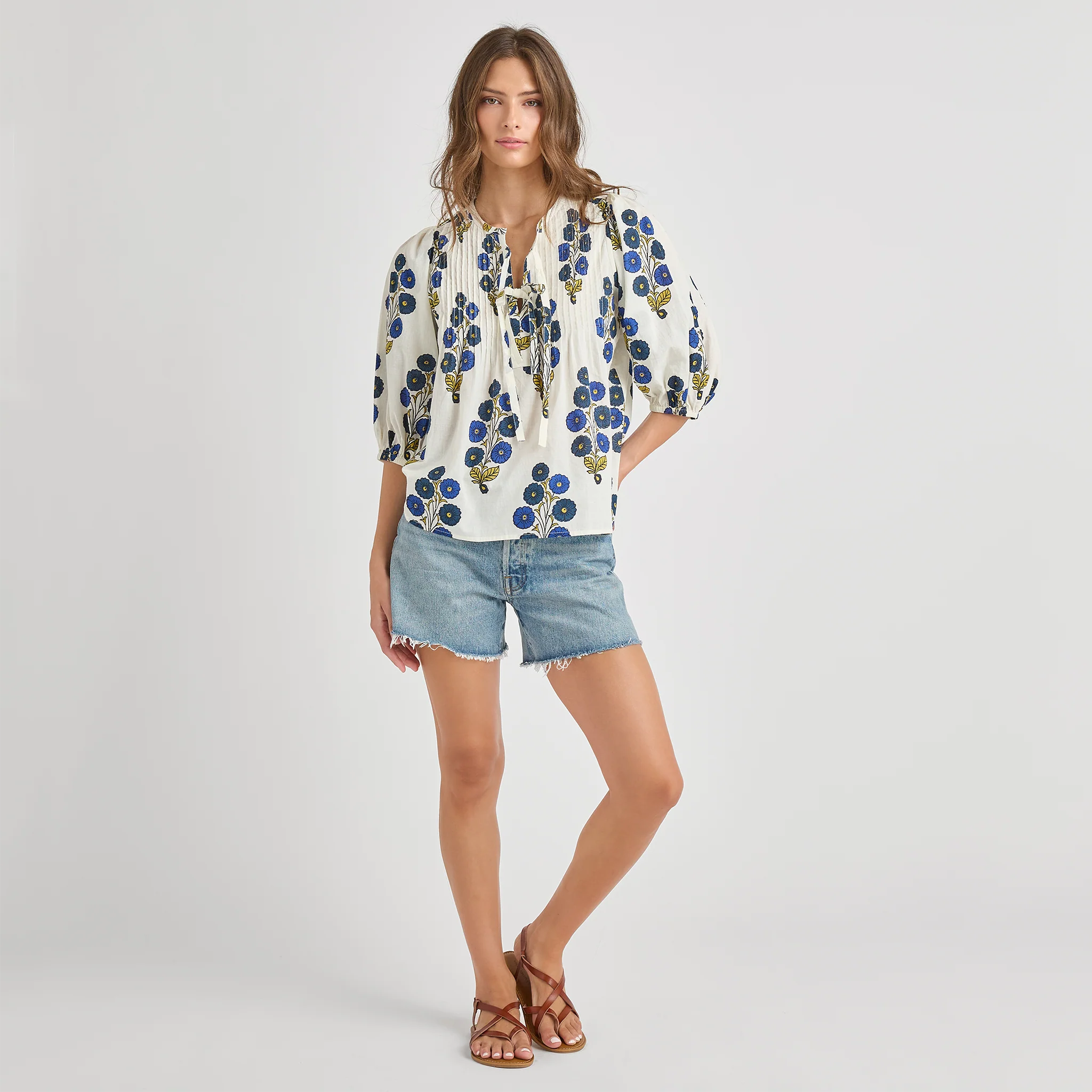 Womens Indira Top || Navy Buttercup Floral