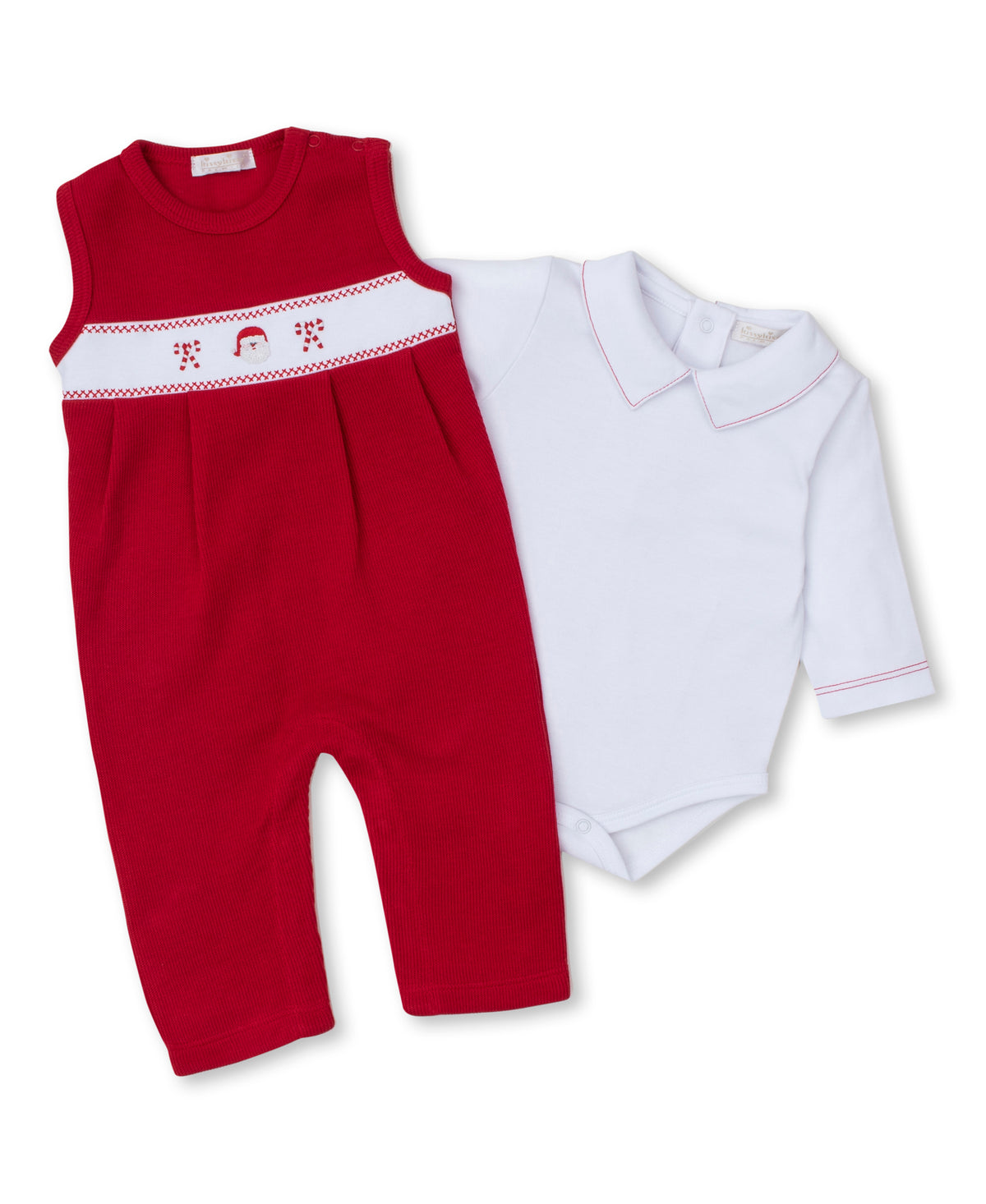 Kissy Kissy Santa Overall Set Hand Embroidered