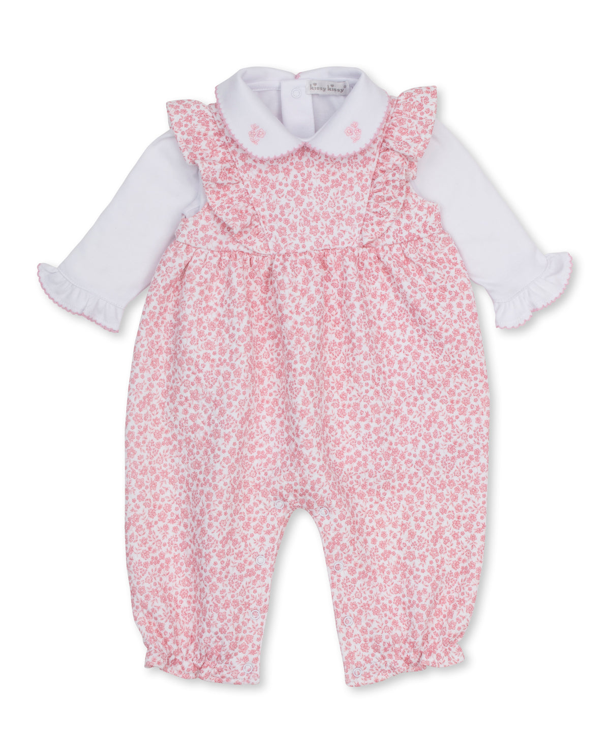 Kissy Kissy Fall Blooms Jacquard Overall Set || Pink