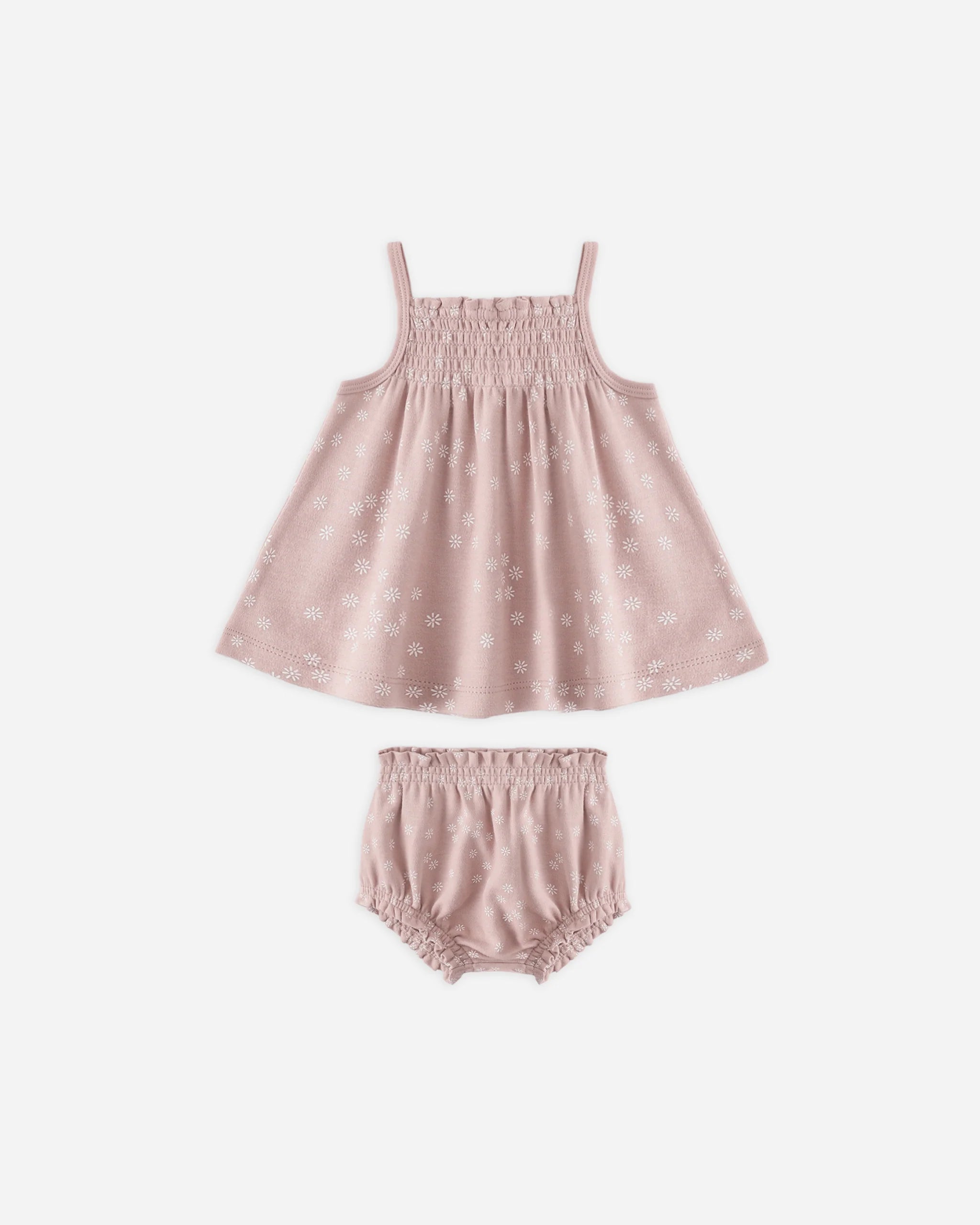 Smocked Tank + Bloomer Set || Mauve Daisy