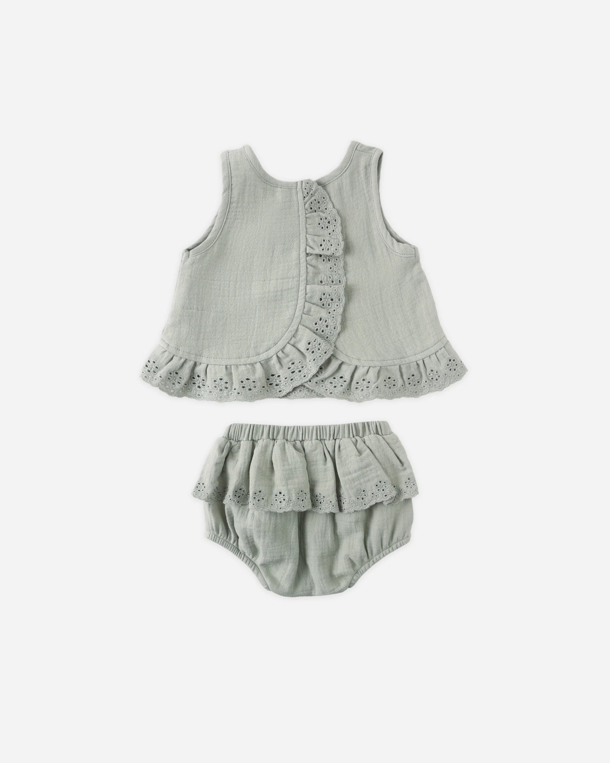 Ruffled Tulip Top + Bloomers Set || Sage