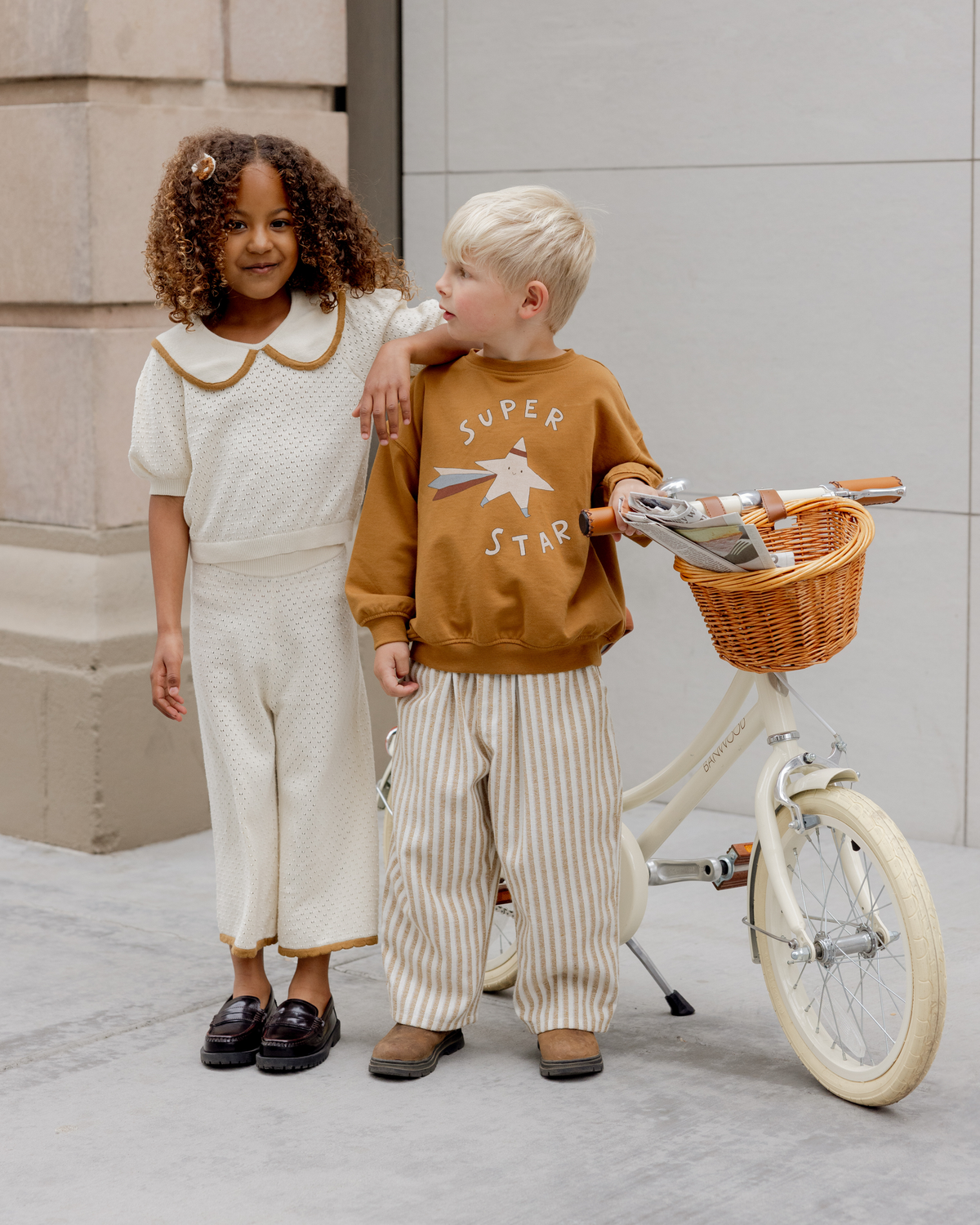 Rylee + Cru Pointelle Collared Top & Knit Pant Set|| Natural
