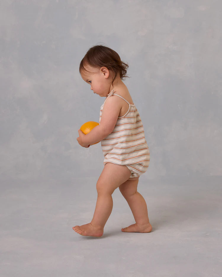 Rylee + Cru Nala Romper || Grapefruit Stripe