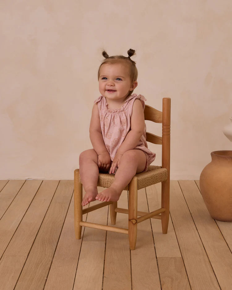 Rylee + Cru Shoulder Tie Bubble Romper || Seashells