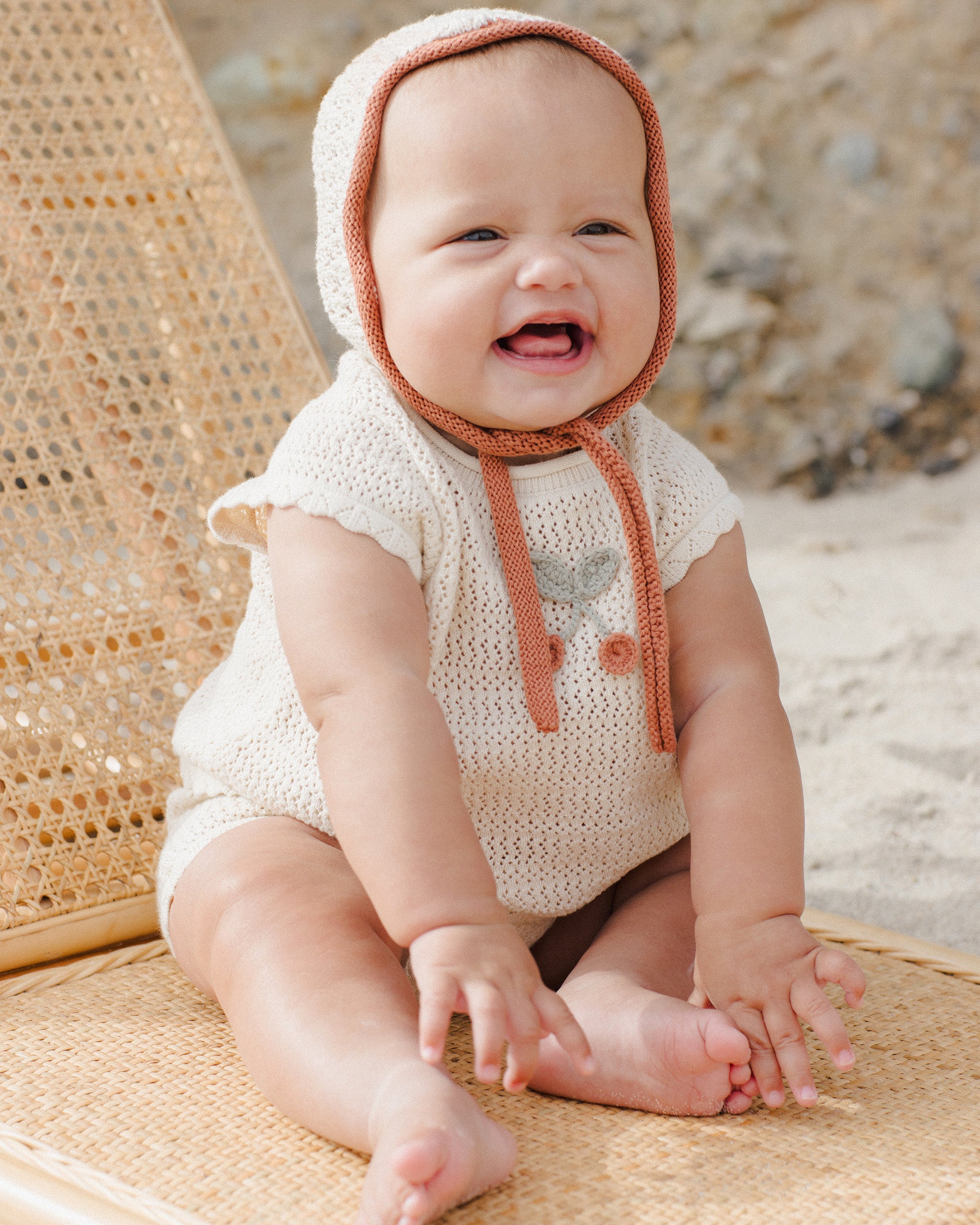 Rylee + Cru Scallop Crochet Baby Set || Cherry