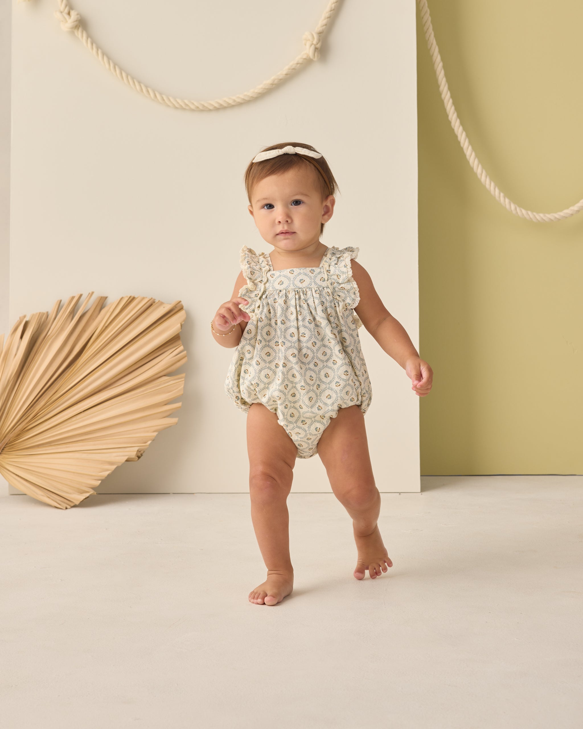 Rylee + Cru Maya Romper || Green Fleur