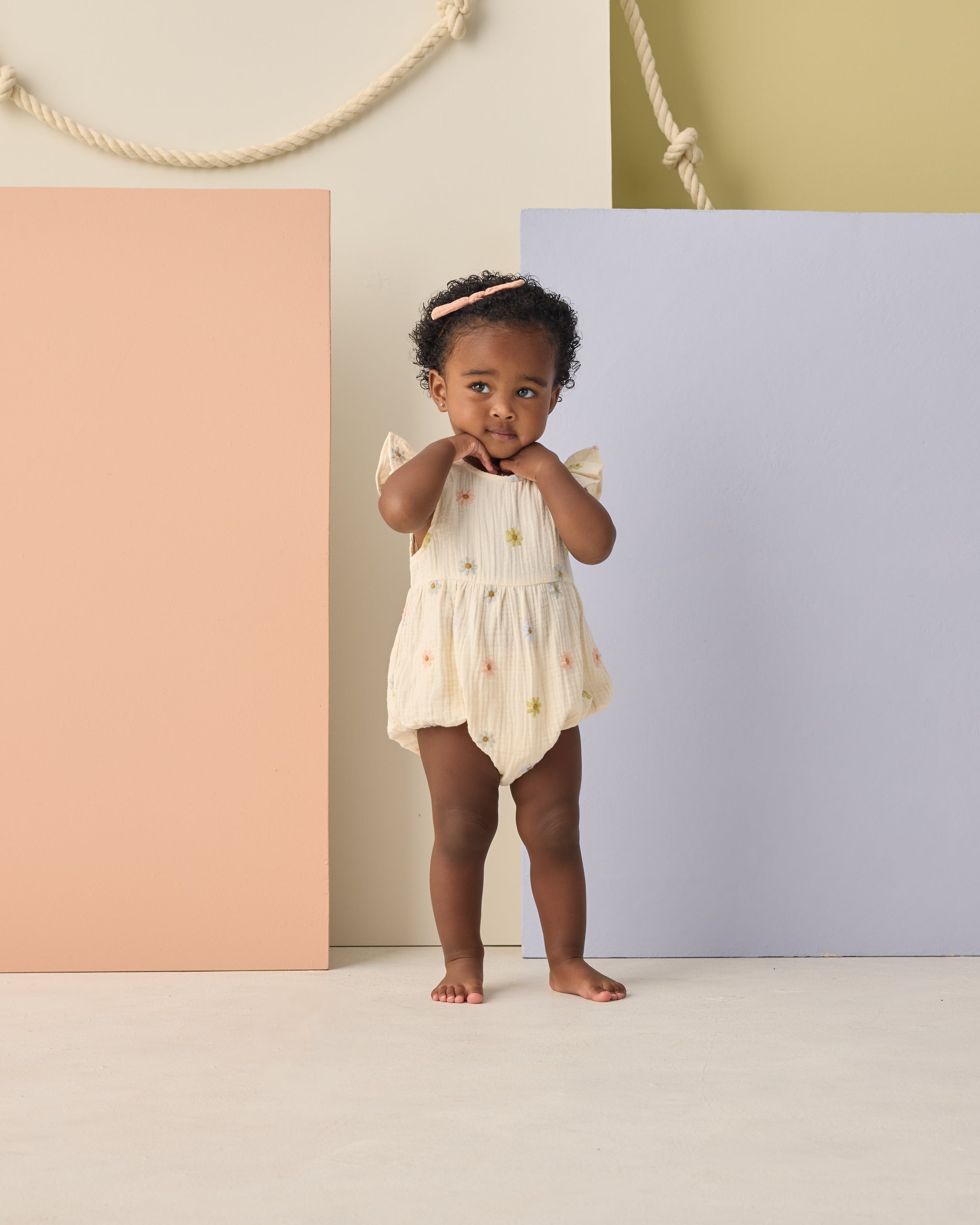Rylee + Cru Amelia Romper || Embroidered Daisies