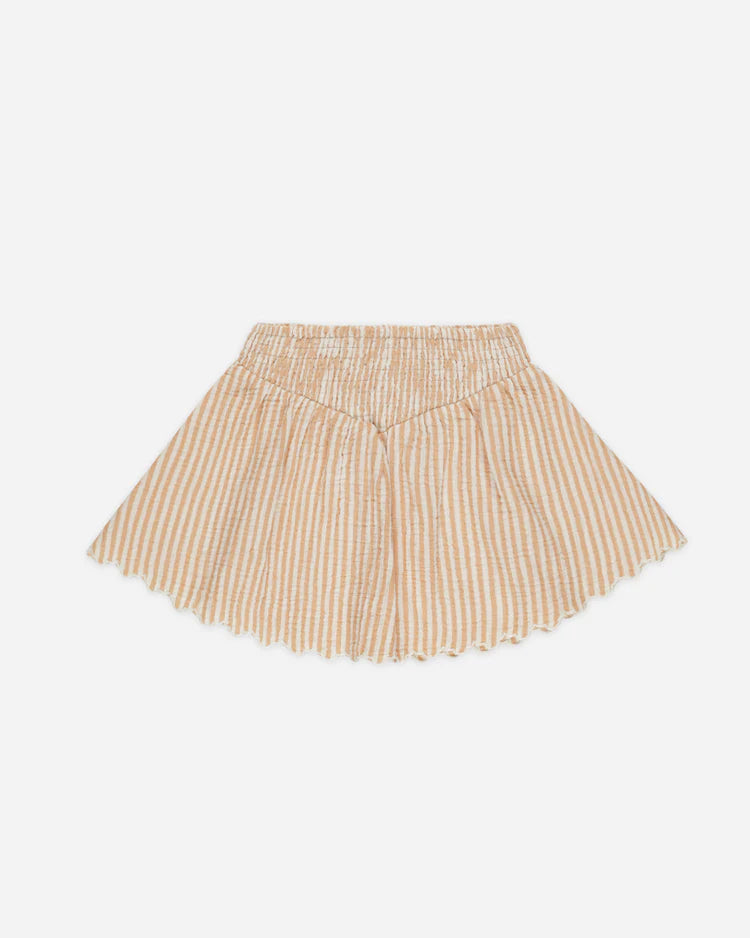 Rylee + Cru Smocked V Mini Skirt || Grapefruit Stripe