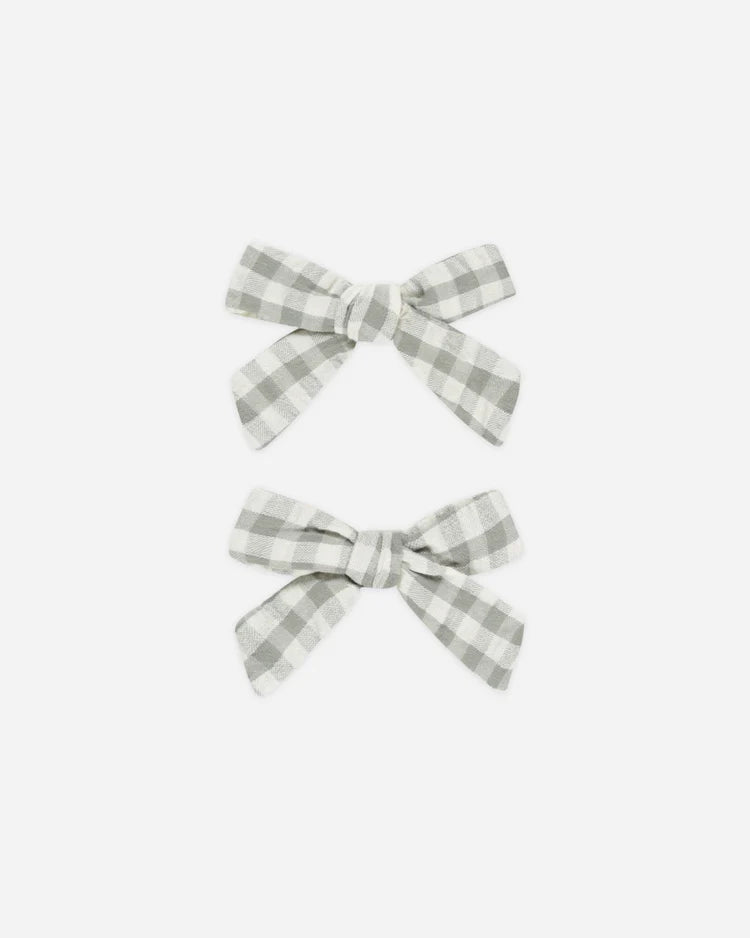 Rylee + Cru Bows, Set of 2 || Eucalyptus Gingham