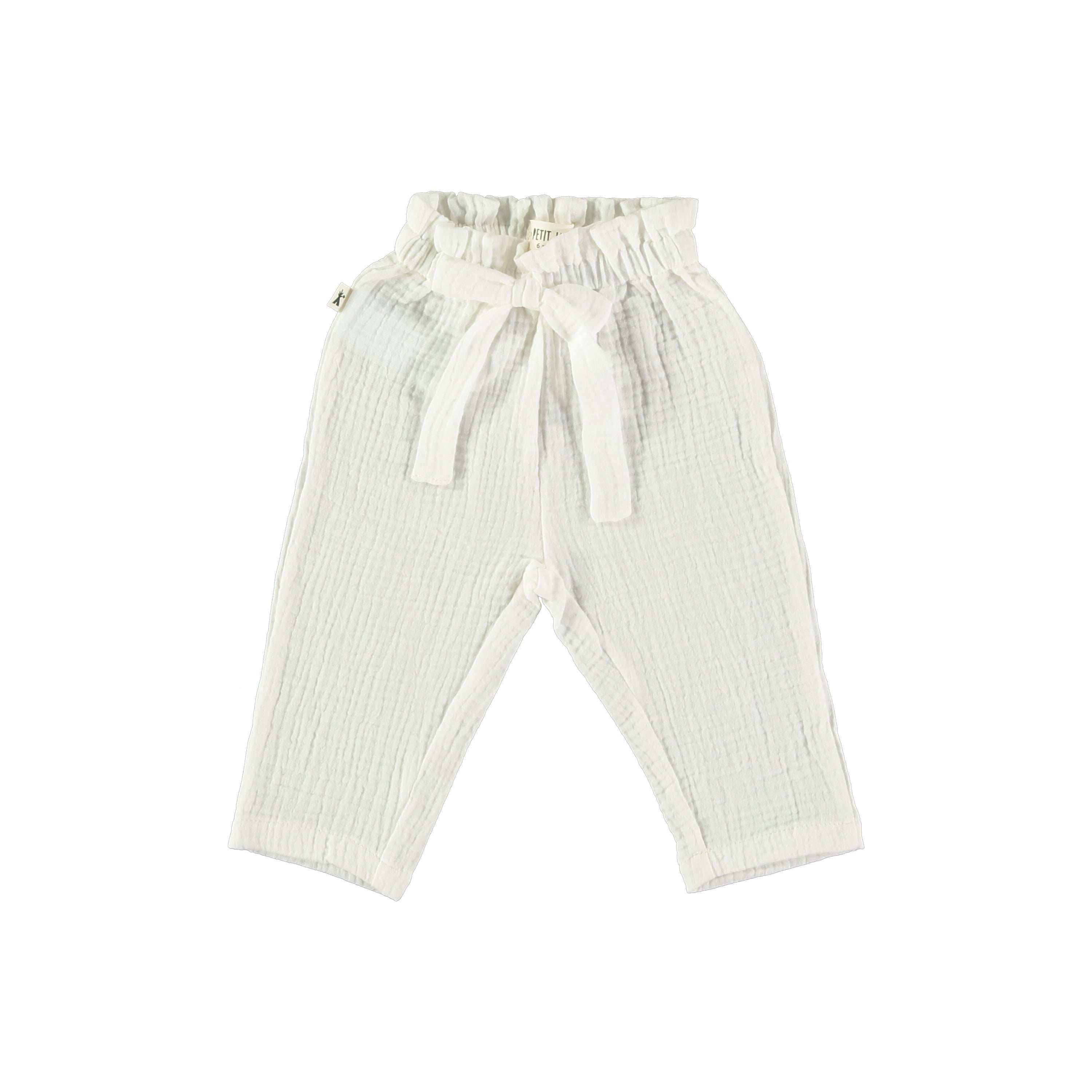 Muslin Gauze Pants Tie Waist || White