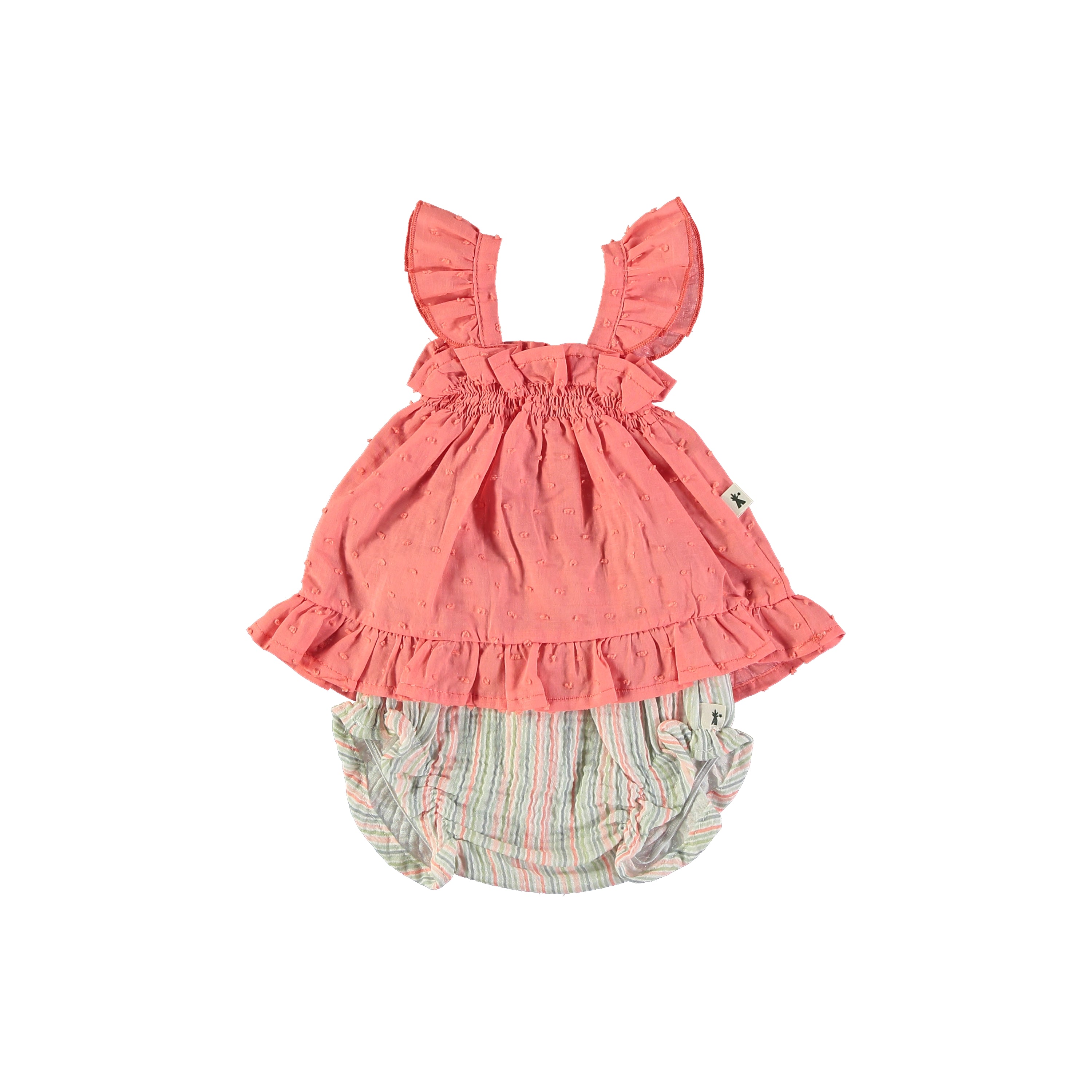 Petit Indi Baby Dot Dress with Stripe Bloomer