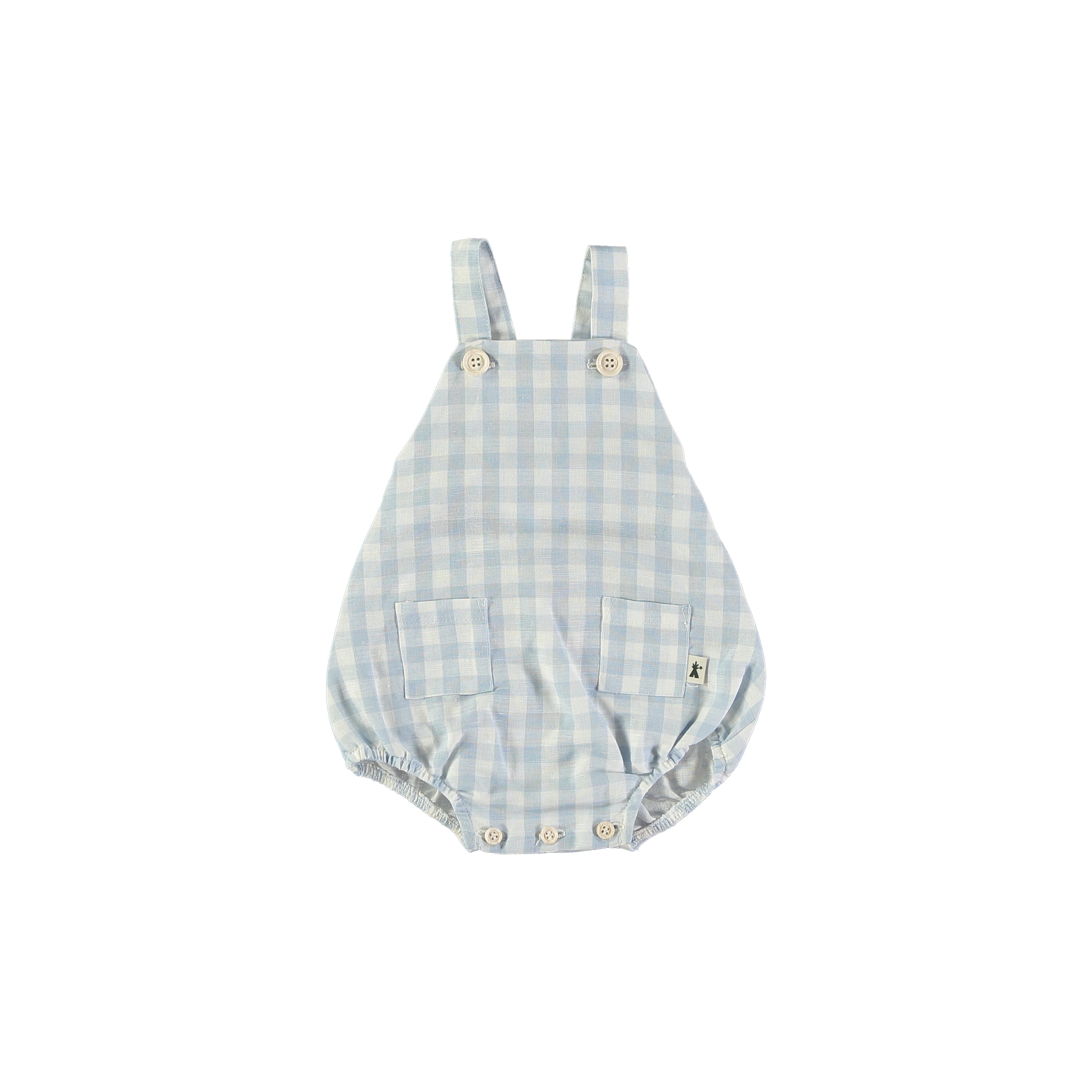 Petit Indi Check Baby Boys Romper || Blue Check