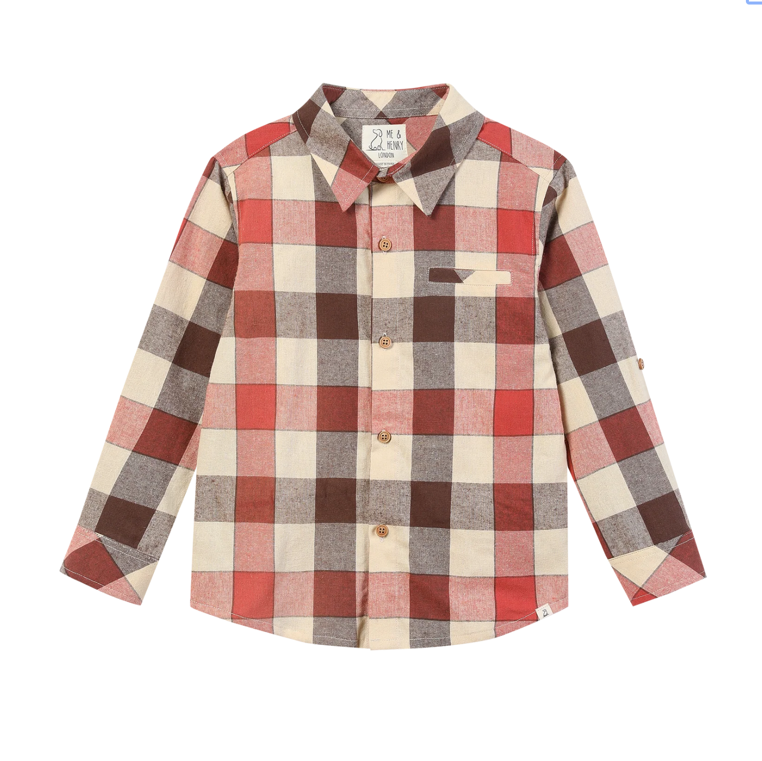 Me & Henry Atwood Woven Rust/Cream Large Plaid