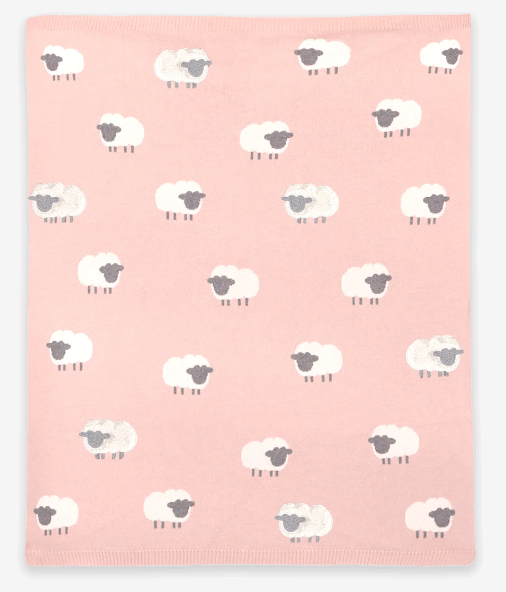 Viverano Pink Woolly Lamb Jacquard Sweater Blanket