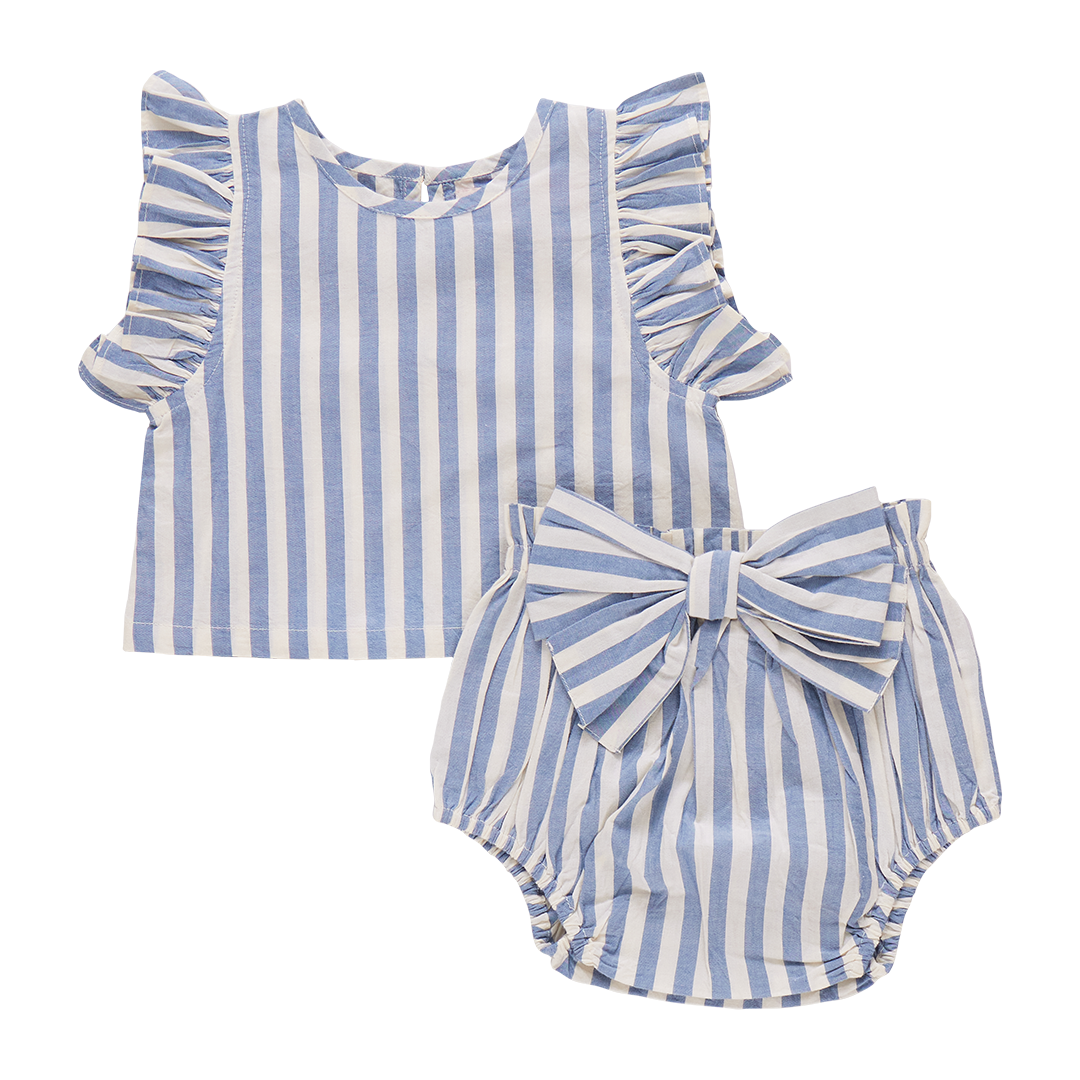 Baby Girls 2pc Set || Abigail Blue Stripe