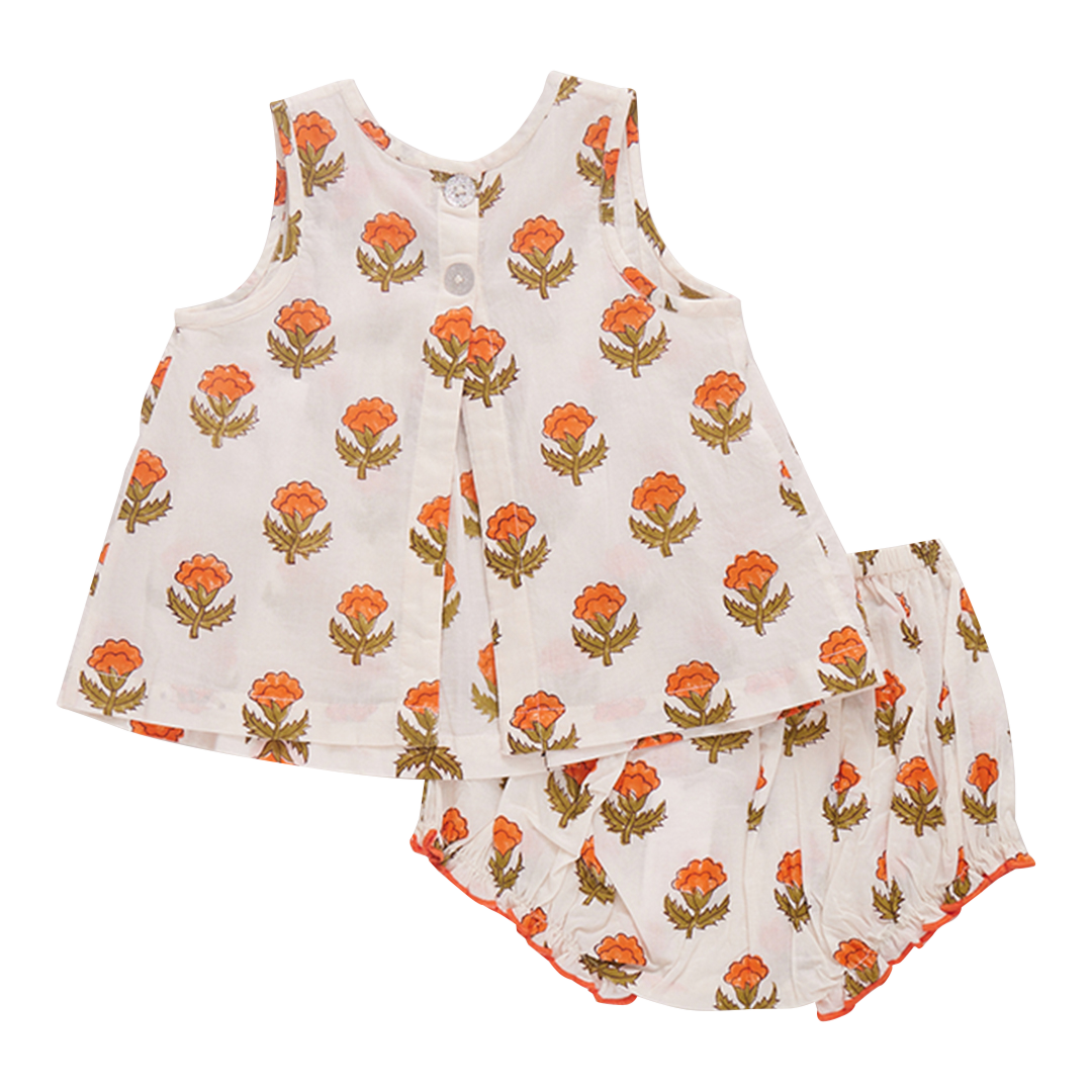 Baby Girls Jaipur 2-Piece Set || Small Orange Bud