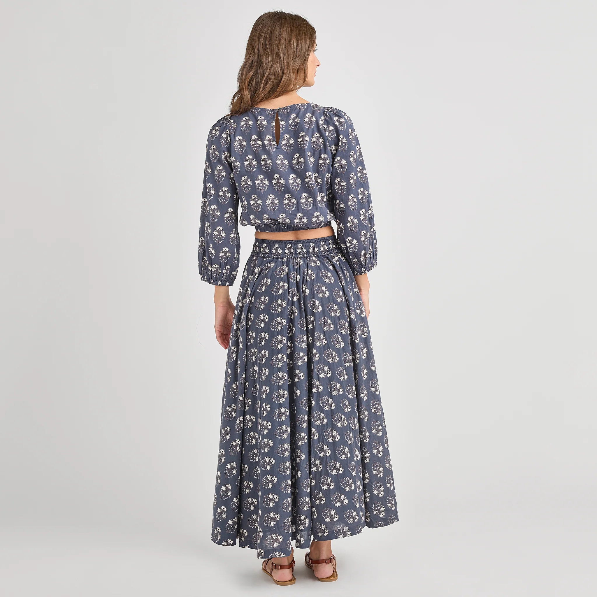 Womens Sunita Skirt || Navy Strawflower