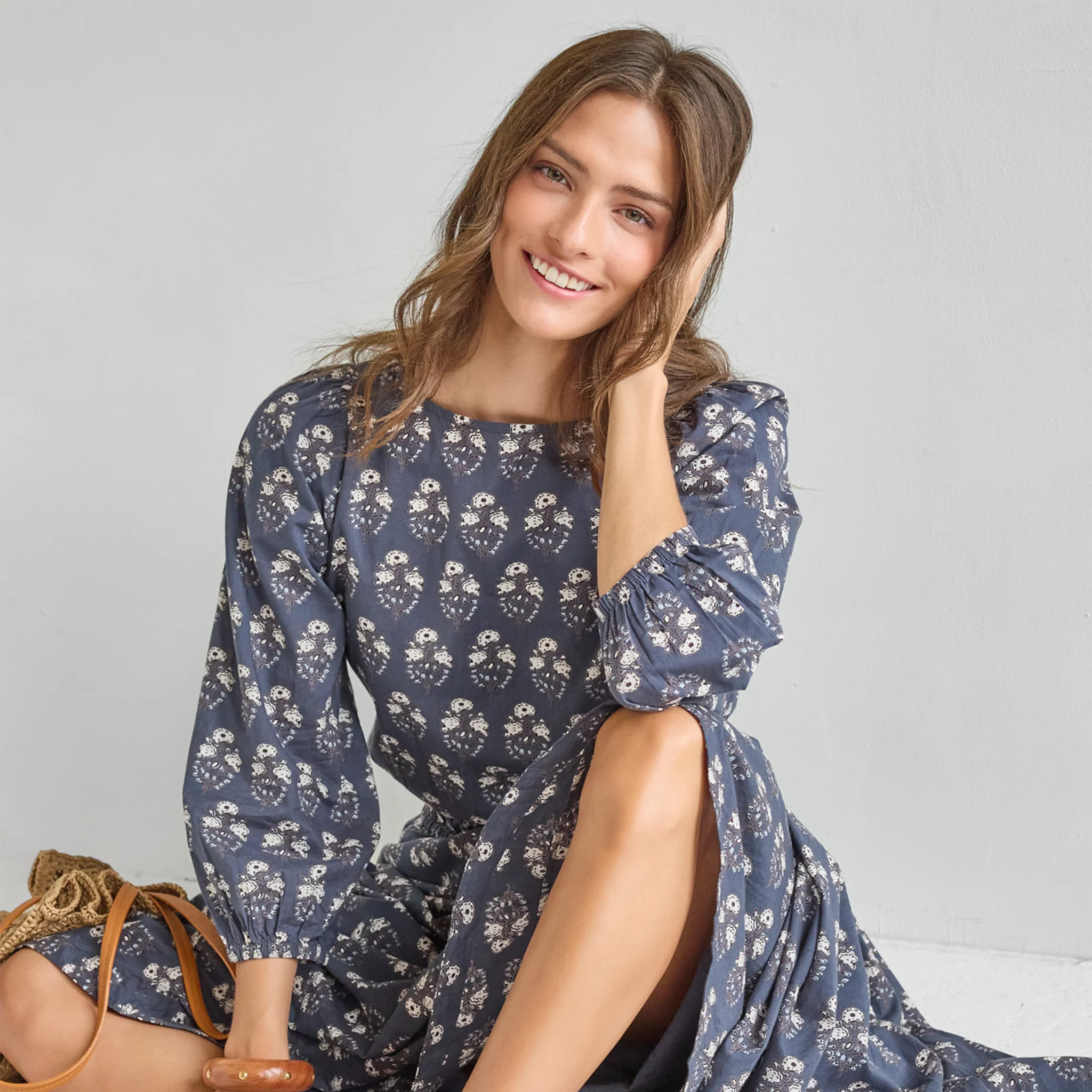 Womens Sunita Top || Navy Strawflower