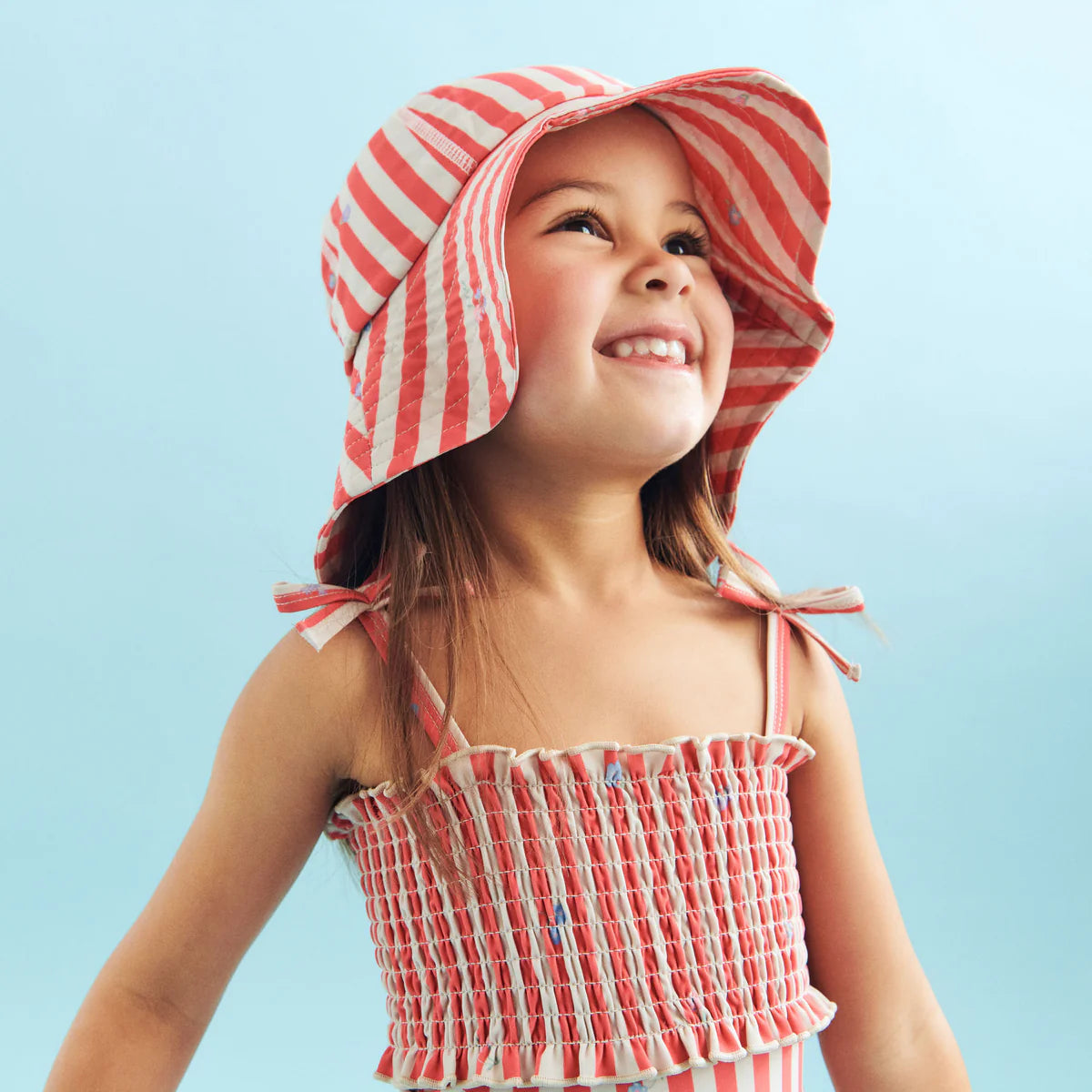 Wheat UV Sun Hat Bora || Red Stripe Flowers