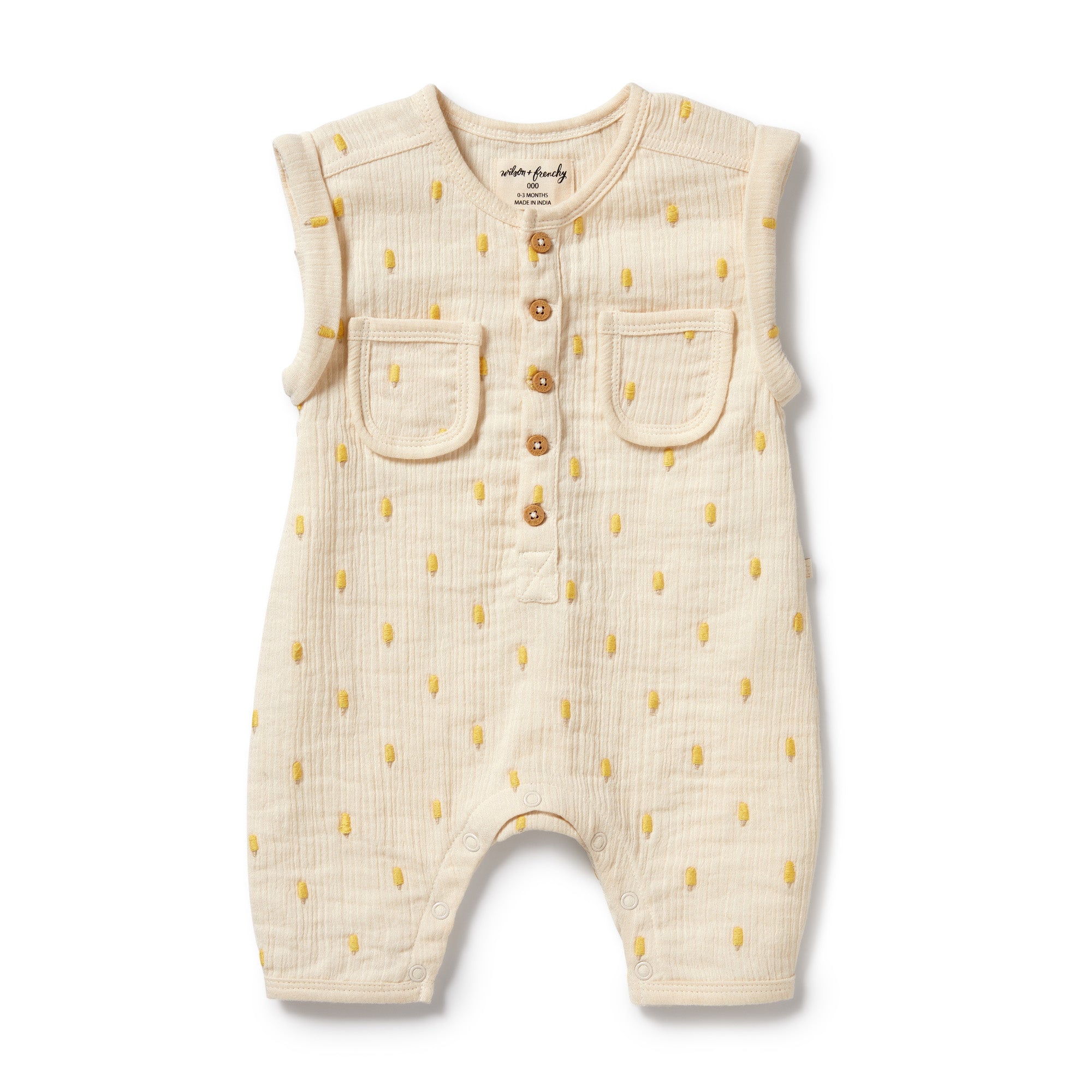 Organic Crinkle Playsuit || Icepops Cream