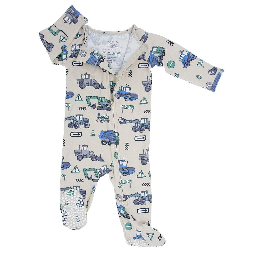 Bamboo Zipper Footie || Construction Site