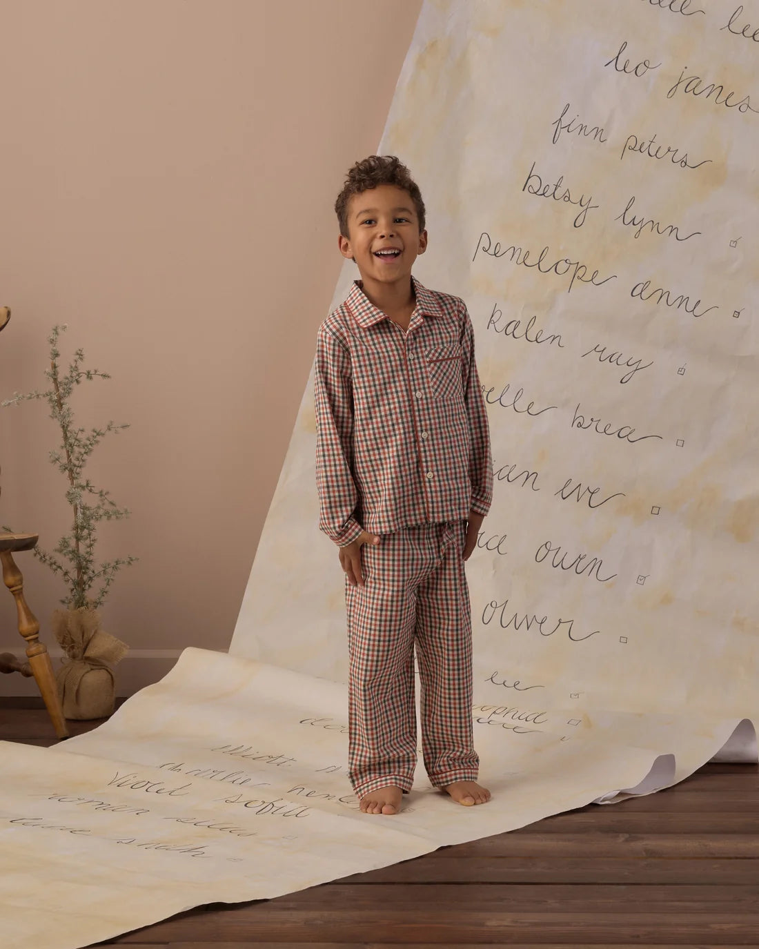Rylee + Cru Boys Long Sleeve Pajamas || Holiday Gingham