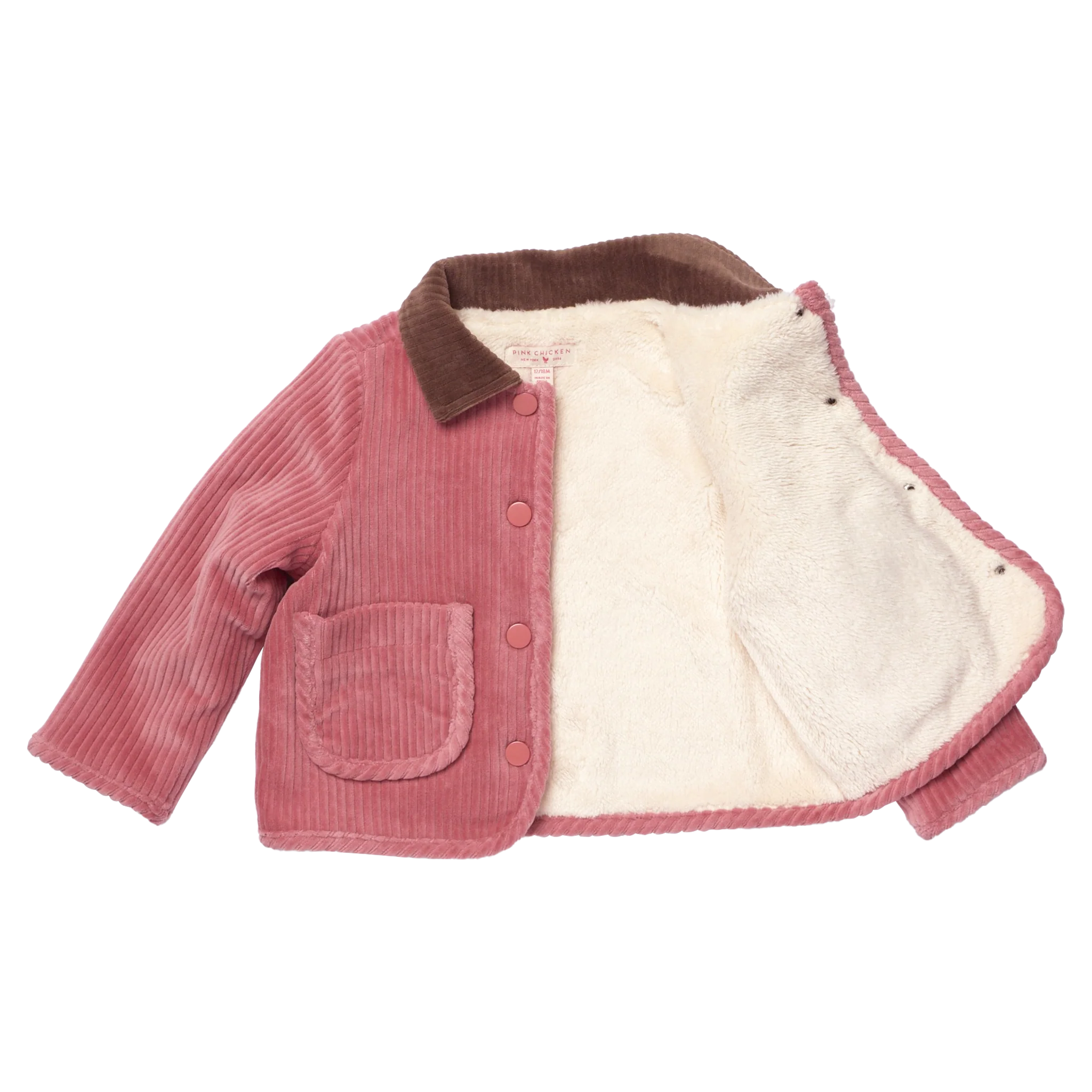 Pink Chicken Baby Girls Jace Plush Jacket || Pink