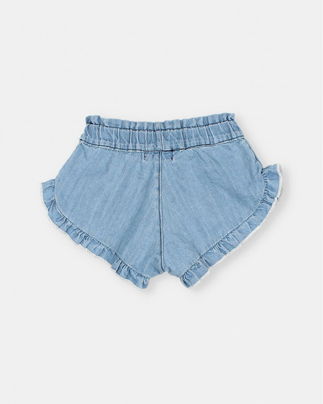 Denim Ruffle Leg Shorts