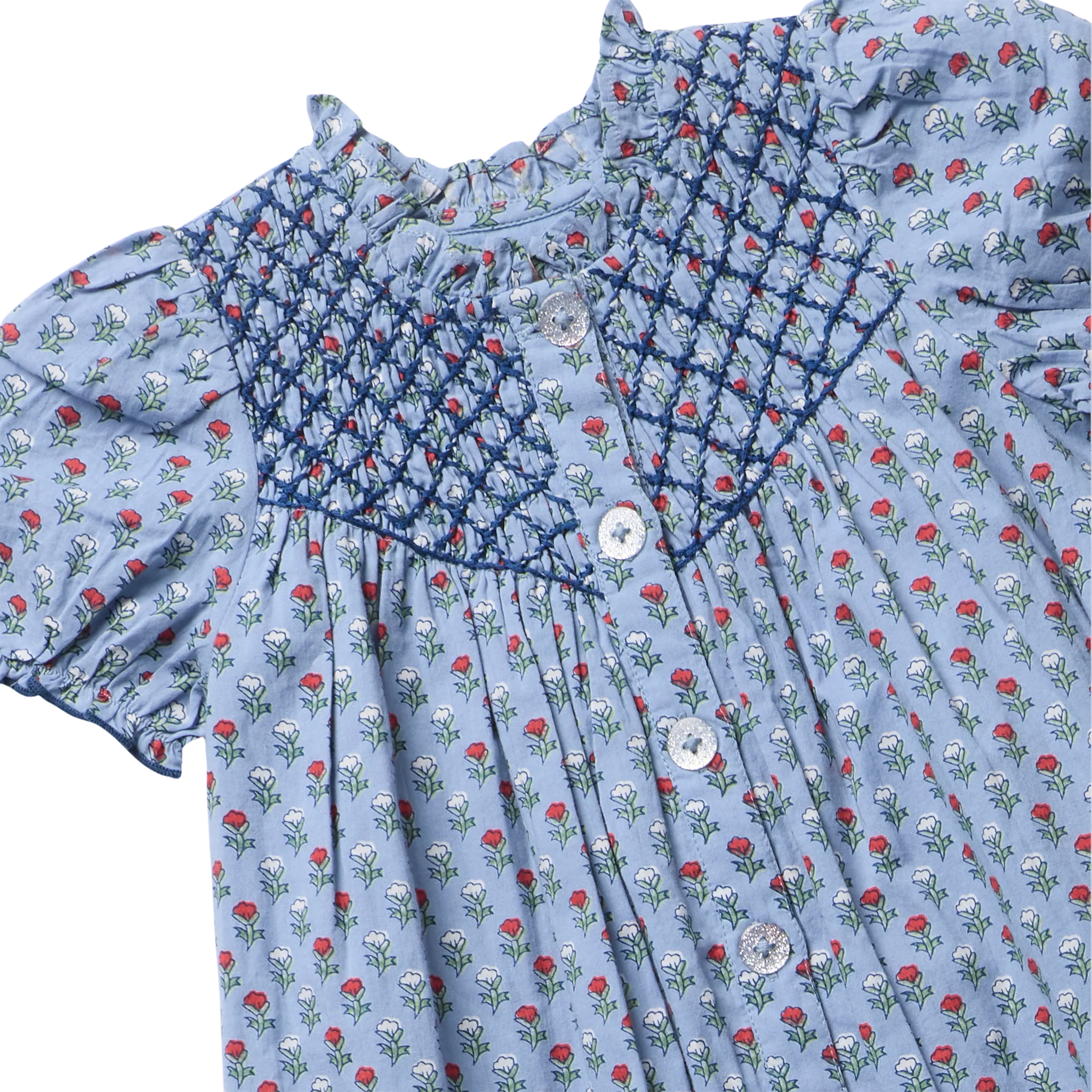 Pink Chicken Baby Girls Lucia Dress Set ||Light Blue Carnation
