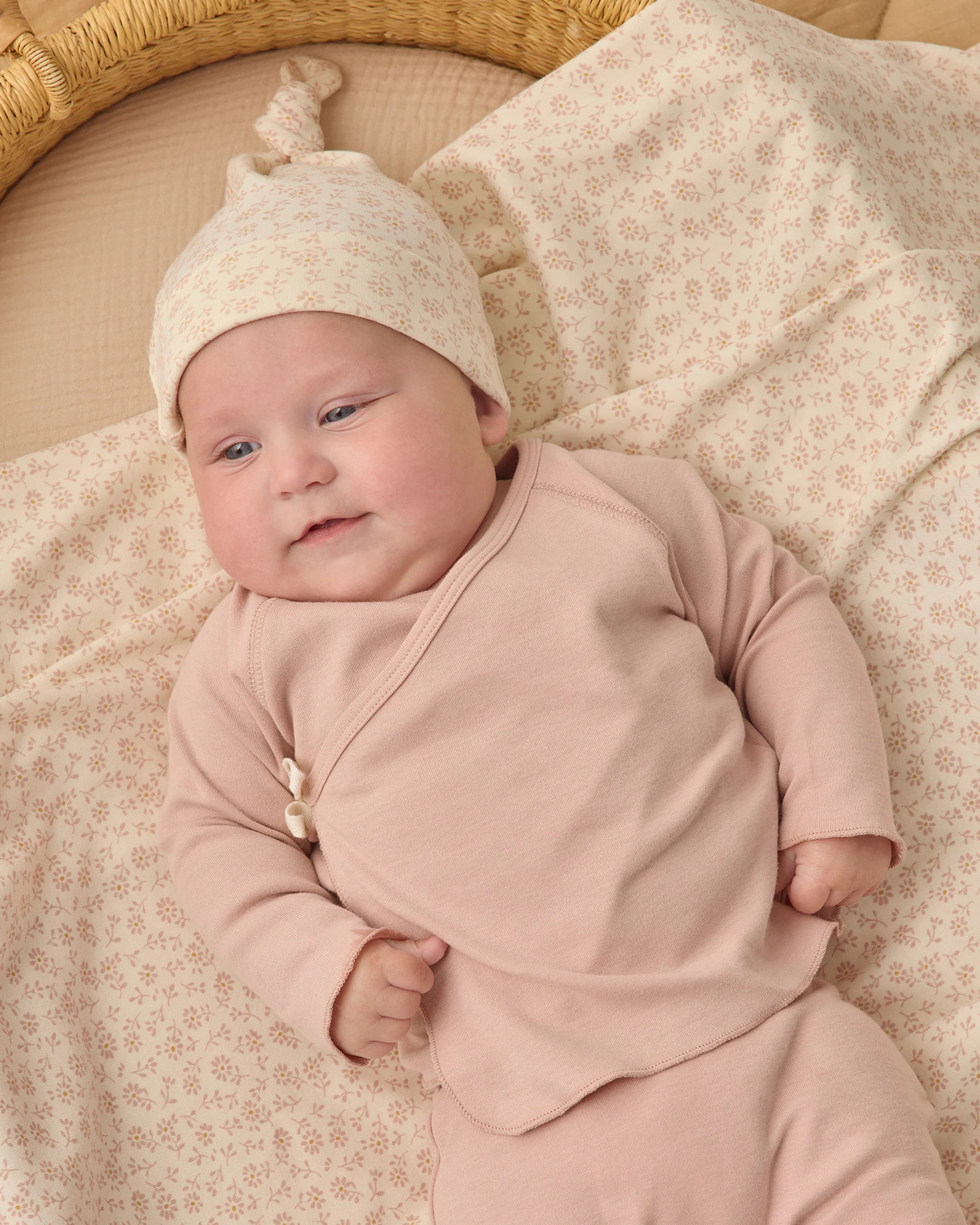Quincy Mae Wrap Top + Footed Pant Set || Blush
